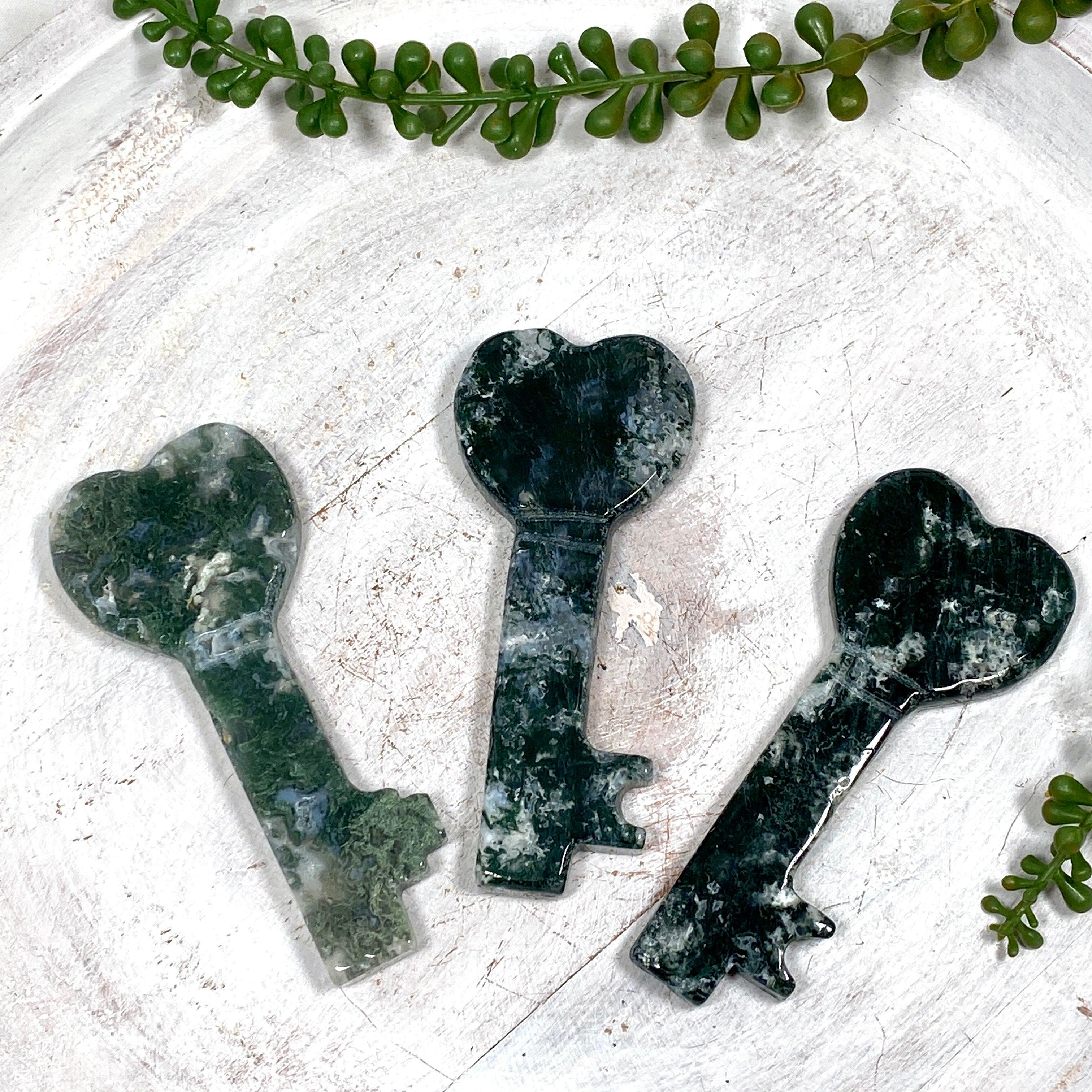 Natural Moss Agate Keychain - Handcrafted Gemstone Jewelry for Women & Men | Perfect for Gifts, Home Decor, and Everyday Carry