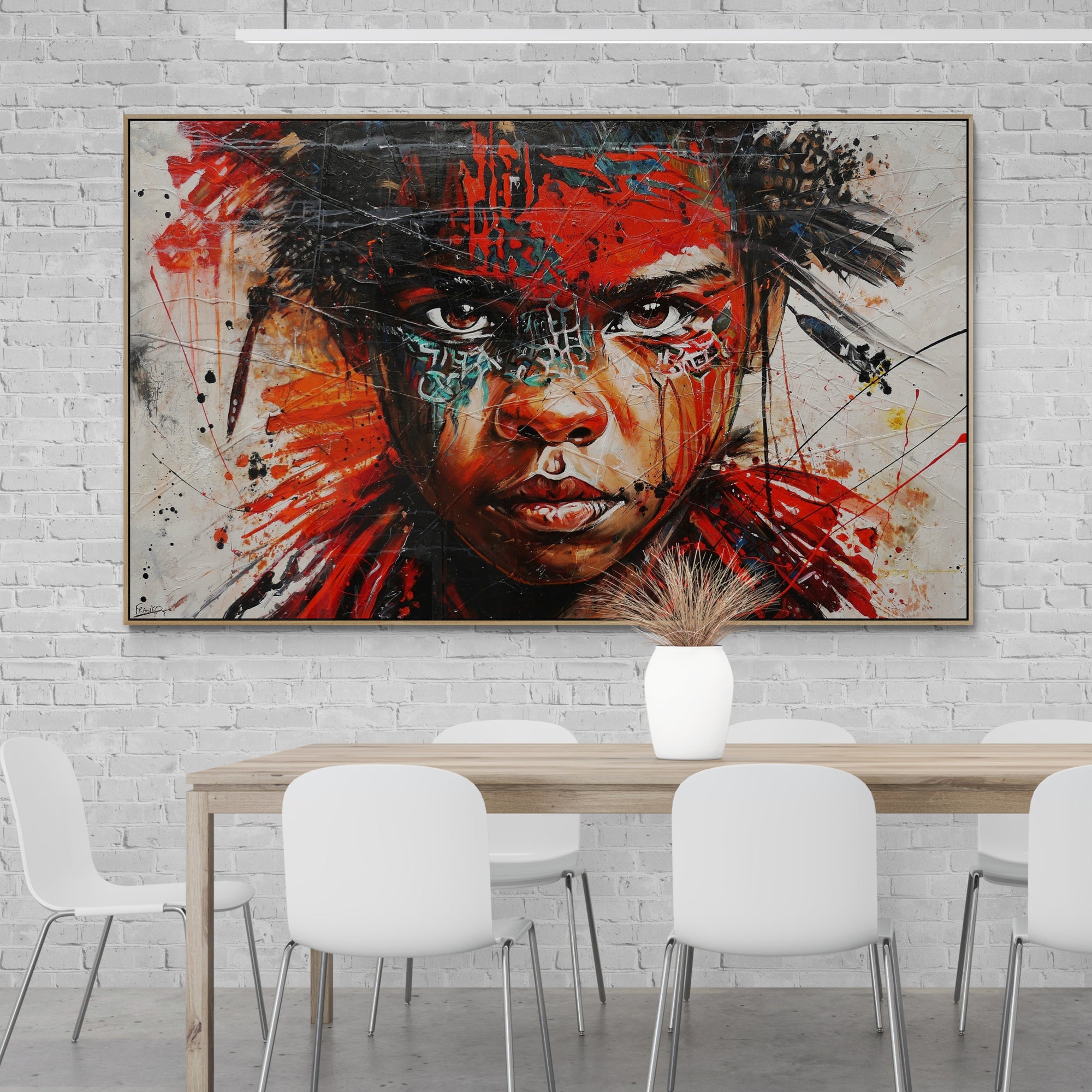 Scarlett Warrior 200cm x 120cm Abstract Textured Canvas Art - Modern Framed Wall Painting for Living Room, Bedroom & Office Decor - Brave & Beautiful Warrior Theme