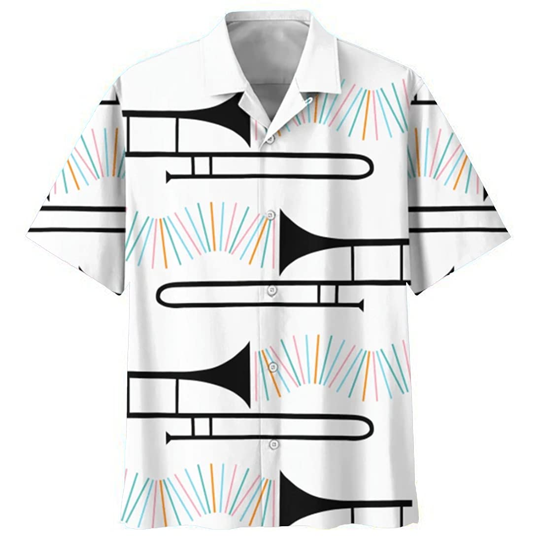 Stylish Music Hawaiian Shirts for Men & Women - Short Sleeve Button Down Shirts with Musical Instruments Print - Perfect for Beach Parties, Summer Vacations & Tropical Getaways