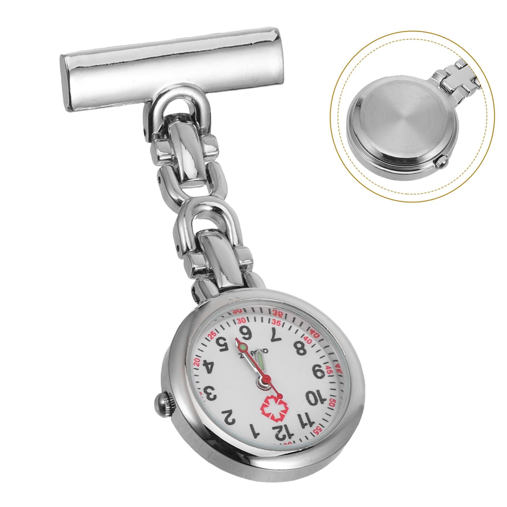 Nurse Watch Brooch - Digital Clip-On Hanging Watch for Nurses & Medical Professionals - White Pocket Watch Pin for Men & Women - Perfect for Hospitals, Clinics & Healthcare Work