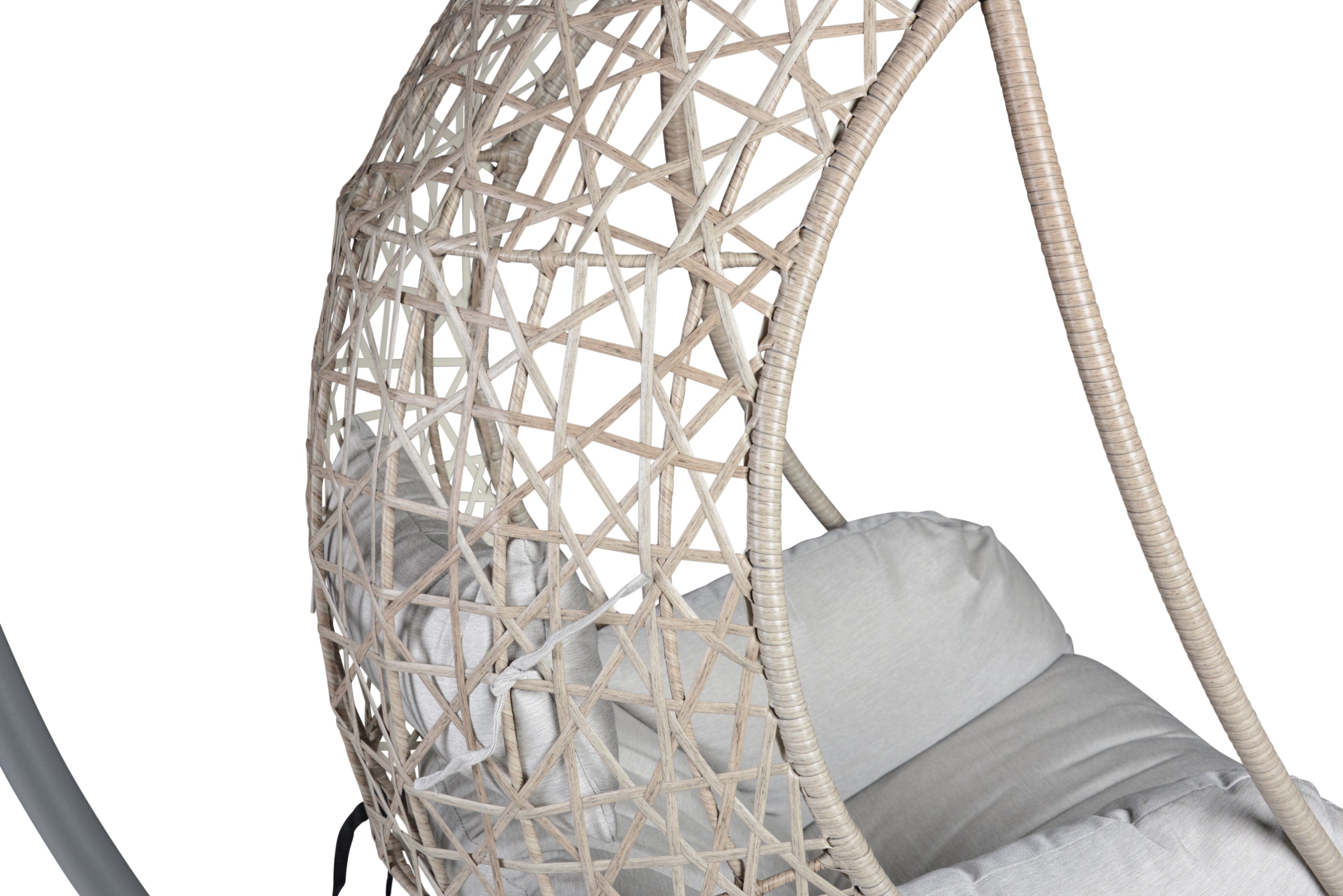 Cayden Wicker Basket Chair - Black Rattan Hanging Egg Chair for Indoor/Outdoor Patio, Porch, Garden & Balcony Relaxation