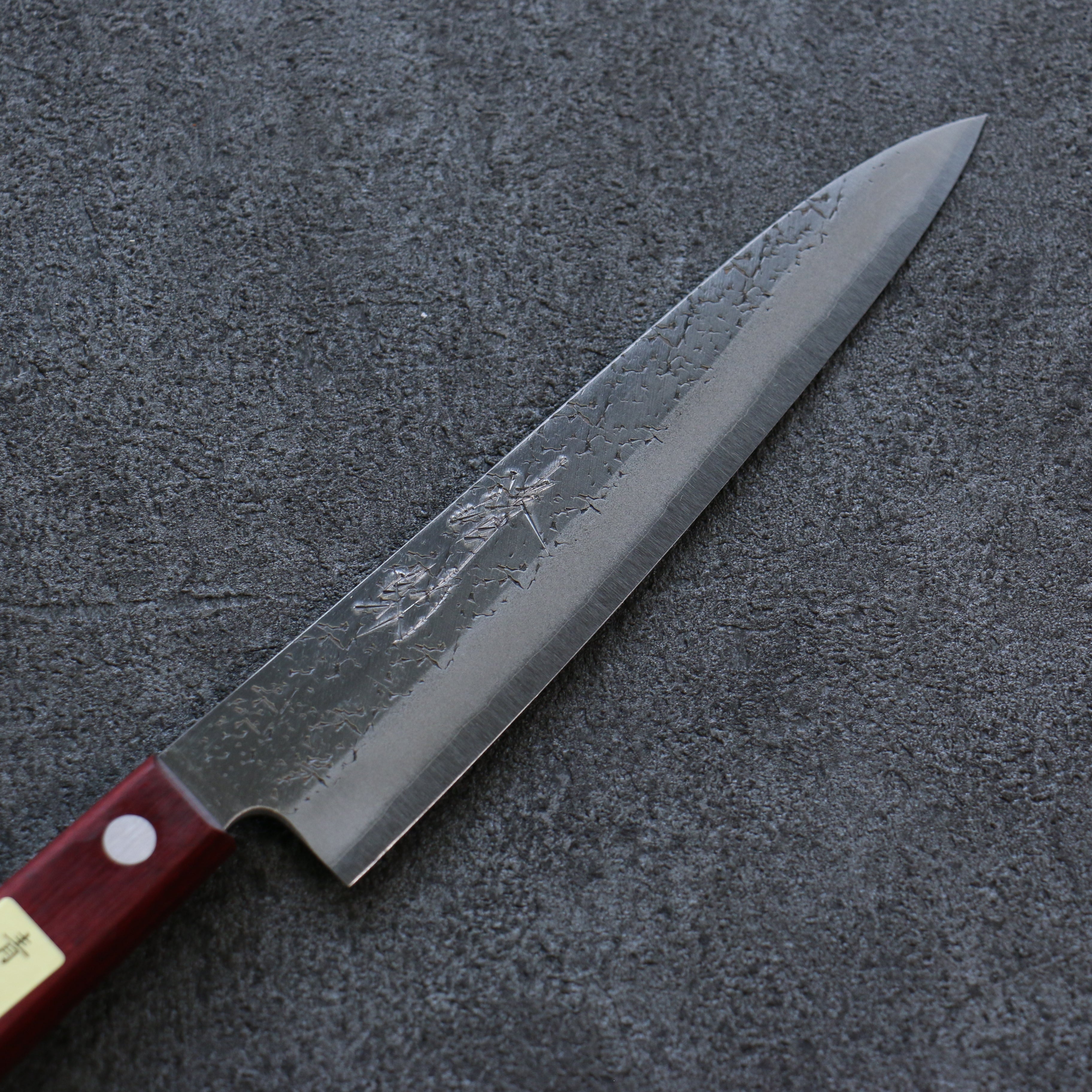 Seisuke Blue Super Hammered Petty Utility Knife 150mm - Japanese Chef Knife with Red Pakka Wood Handle - Perfect for Slicing, Chopping & Precision Cutting in Professional & Home Kitchens