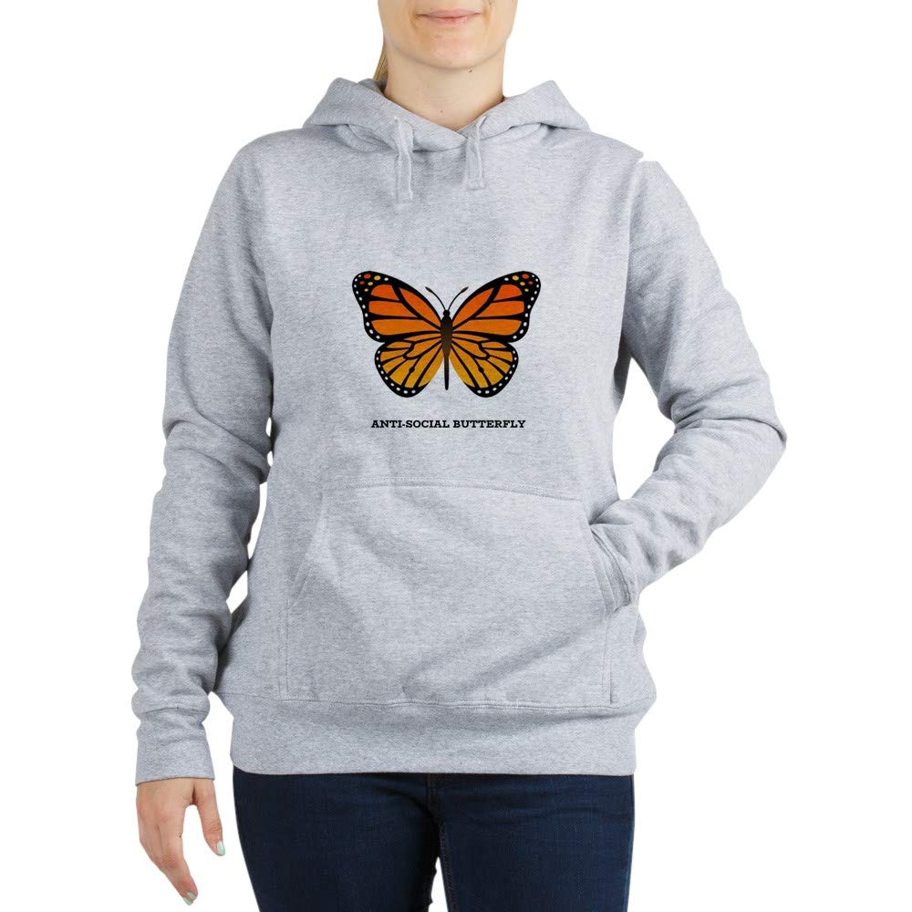 Anti-Social Butterfly Sweatshirt for Women - Soft Hooded Pullover | Cute Graphic Hoodie for Introverts, Book Lovers & Homebodies | Perfect for Cozy Evenings, Netflix Binges & Relaxing at Home