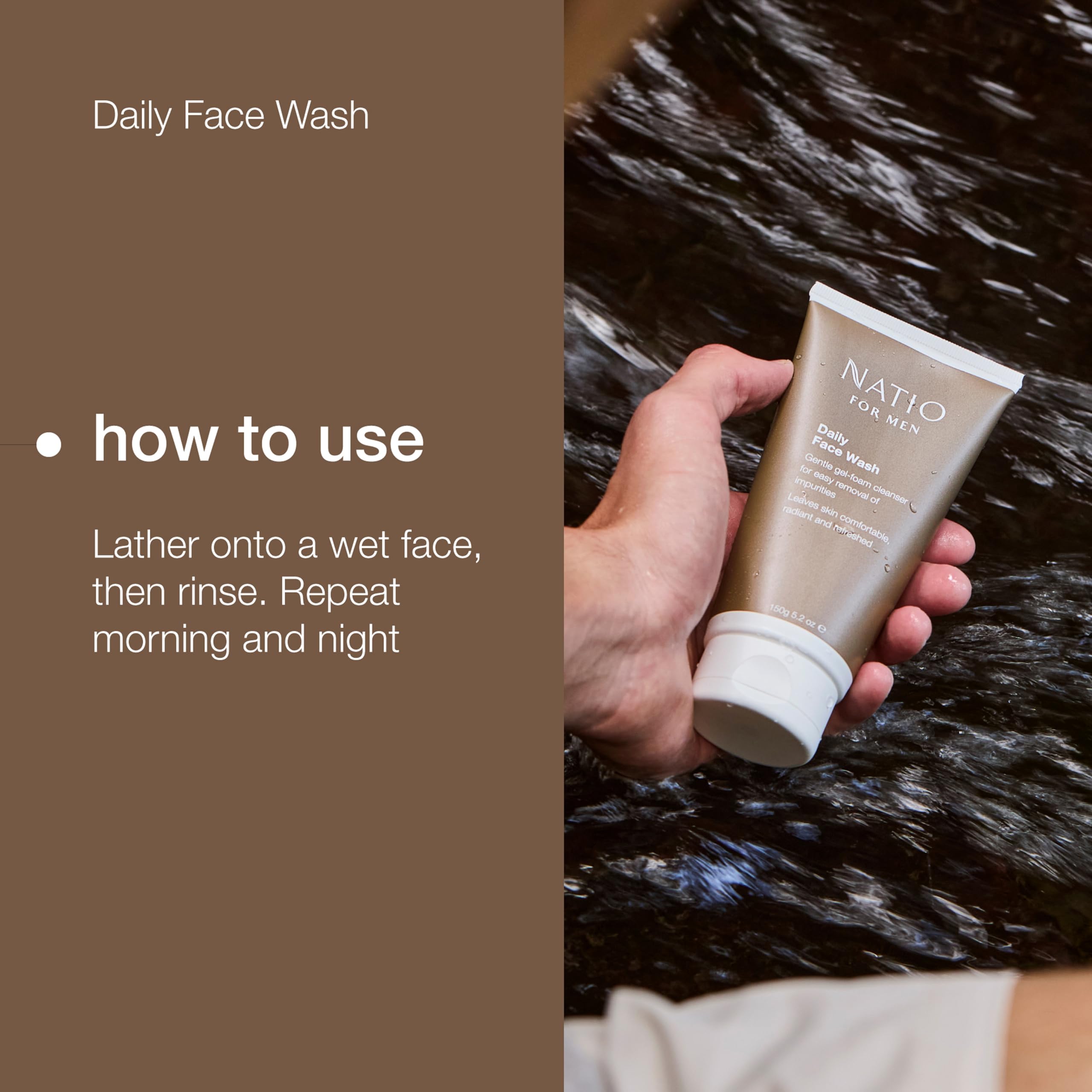 Men's Daily Face Wash 5.2oz - Lemon Bergamot Lavender Cleanser for All Skin Types - Gym & Travel