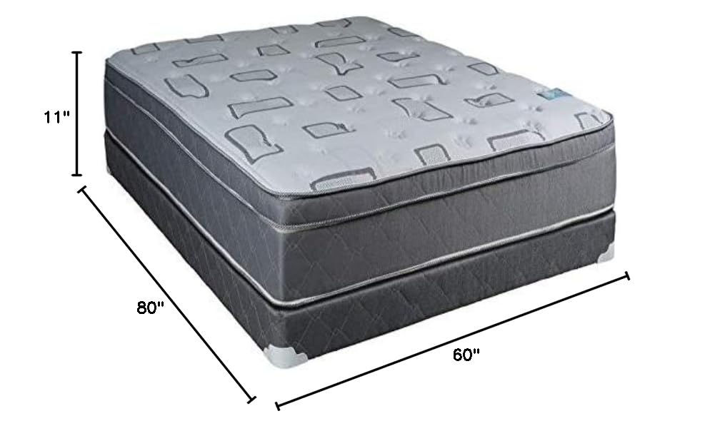 Dream Solutions USA Natural Trophy Eurotop Medium Plush Mattress Set with Mattress Cover Protector - Innerspring Coils, Fully Assembled, Orthopedic Support for Back Pain Relief, Durable Queen Size 60