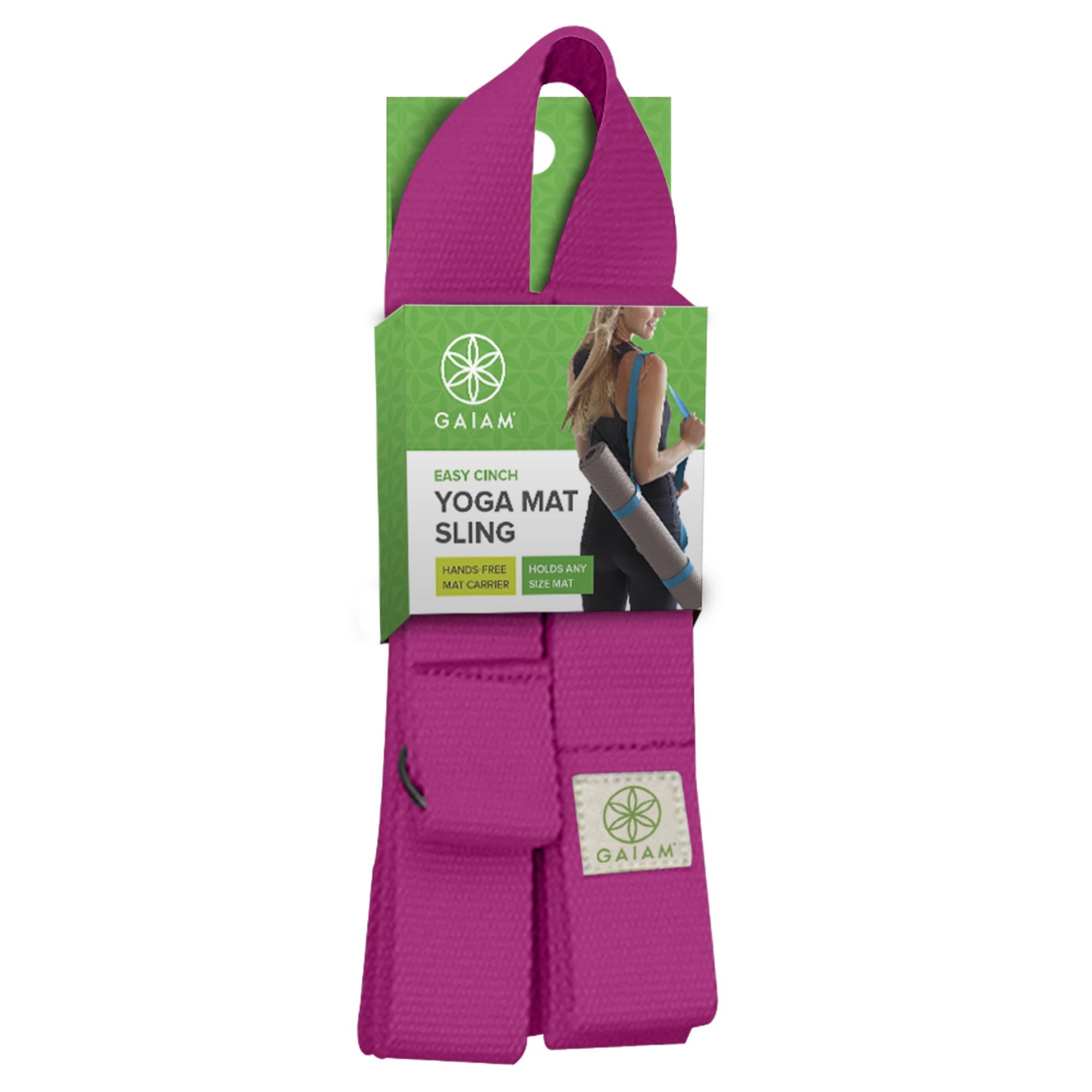Gaiam Easy-Cinch Yoga Mat Sling - Premium Durable Carrying Strap for Yoga Mats with Secure Metal D-Rings | Perfect for Yoga Class, Gym & Travel Accessories (No Mat Included)