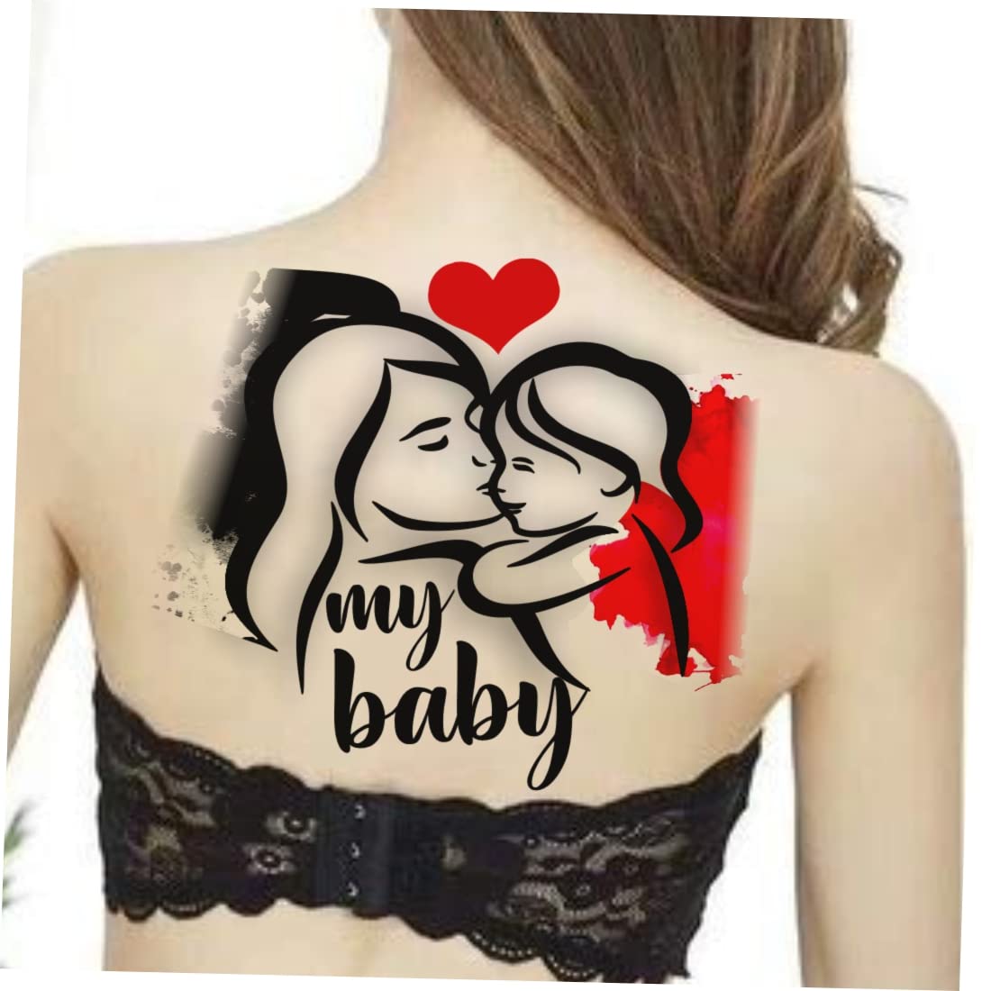 Waterproof Temporary Tattoo for Moms - Mother Daughter Matching Tattoo Design - Long Lasting Fake Body Art for Women - Perfect for Mother's Day, Beach Vacations & Family Bonding