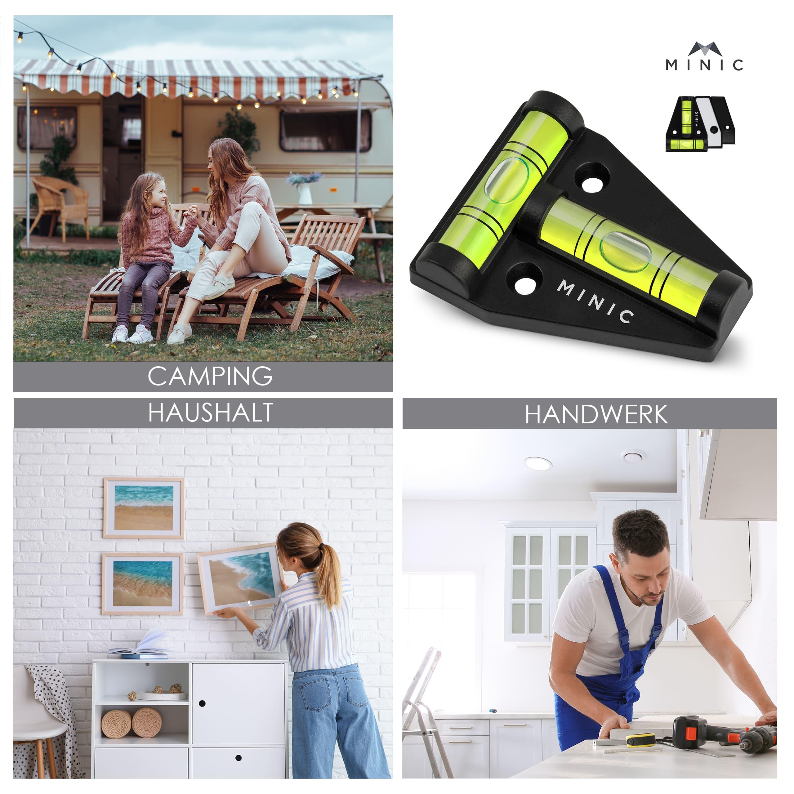 MINI C Mini Spirit Level - Small, Durable & Unbreakable Level Tool - Perfect for RV, Camper & Caravan Accessories - Ideal for Camping, DIY & Home Improvement Projects