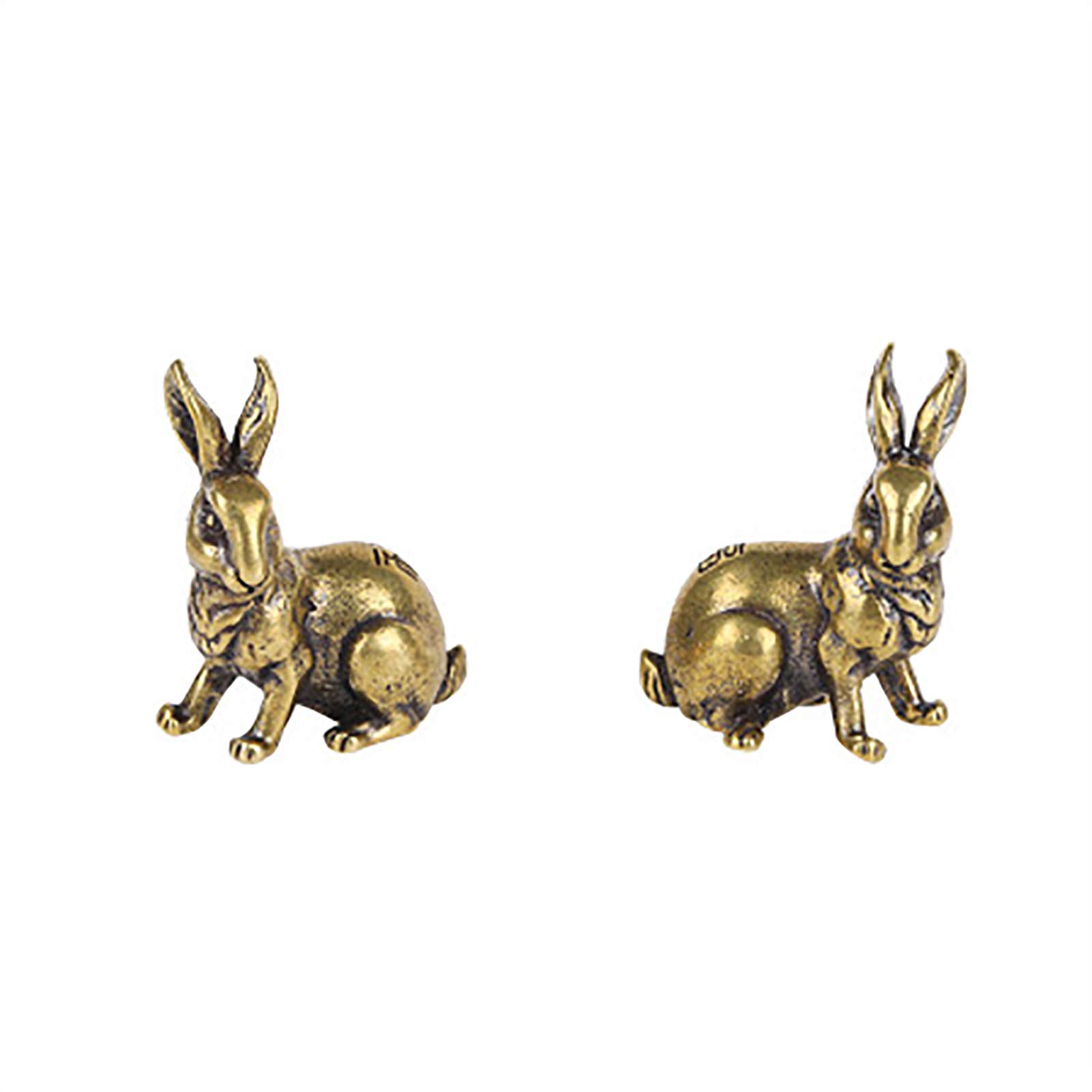 Brass Zodiac Rabbit Figurine - Elegant Home & Office Desk Decor for Chinese Zodiac Animal Lovers | Perfect for Feng Shui, Gifts, and Collectibles