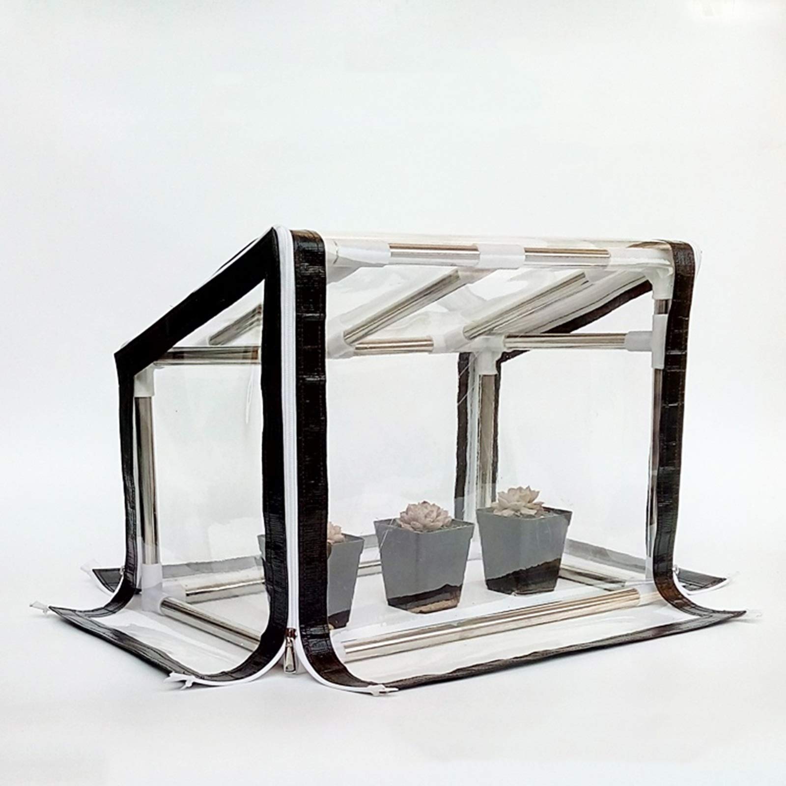 MAHFEI Mini Greenhouse for Tabletop - Portable Small Plant Greenhouse with Clear PVC Cover & Pitched Roof Design - Indoor Outdoor Garden, Backyard, Balcony Use for Flowers, Herbs, Seedlings
