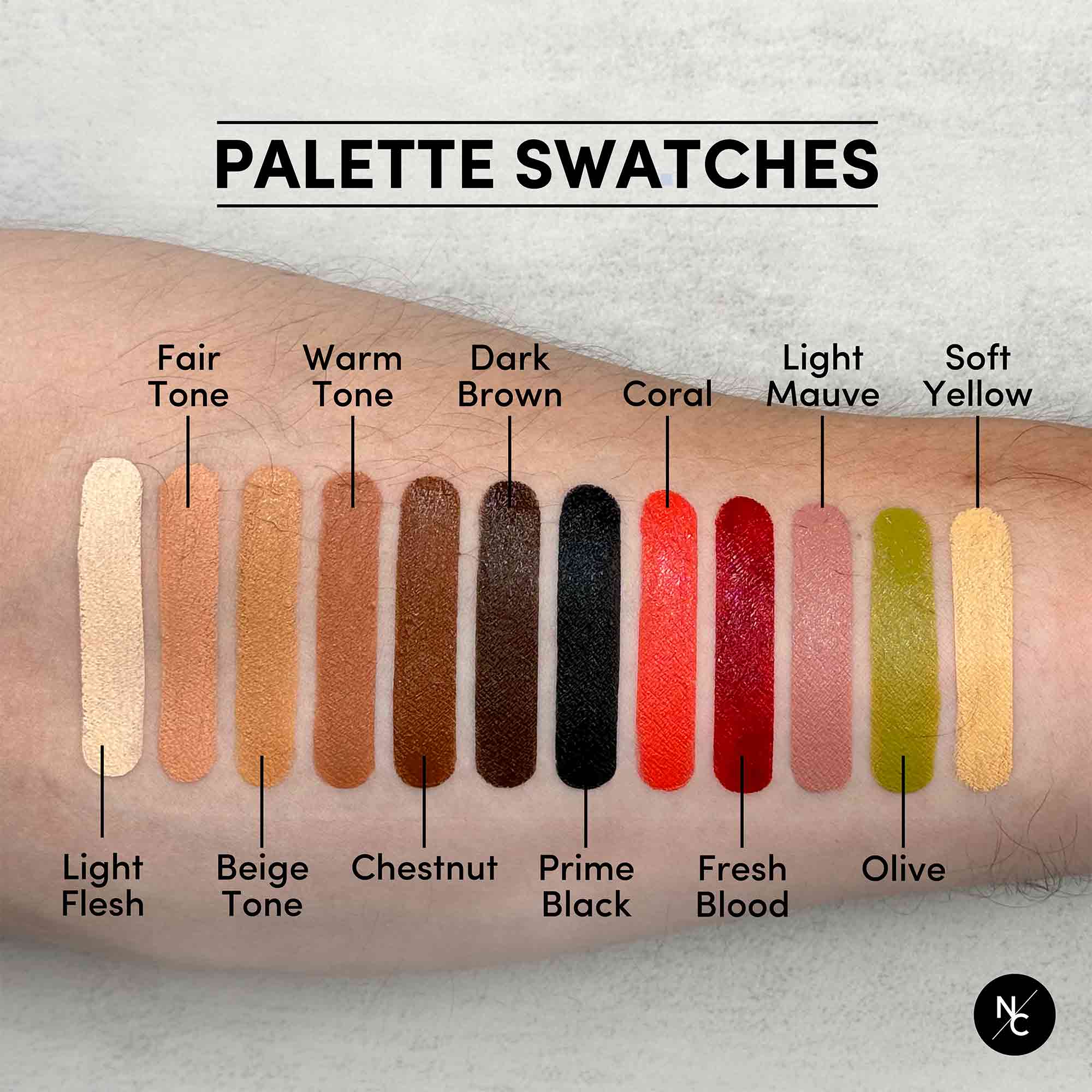 12 Color Alcohol-Activated Tattoo Cover Up Palette - Professional Body Paint for Tattoo Artists & Makeup Artists - Perfect for Halloween, Cosplay & Special FX Makeup