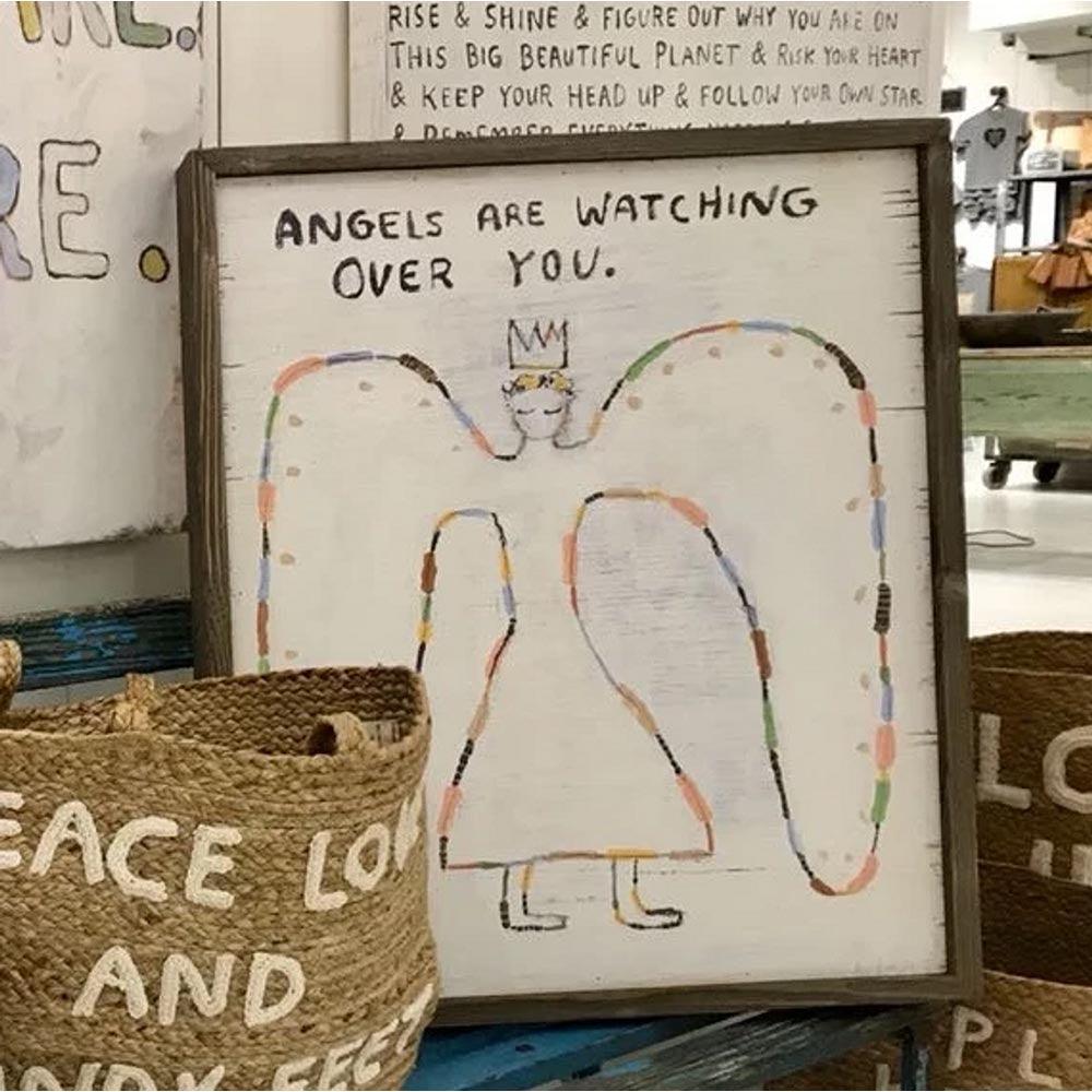 Angels Are Watching Art Print - Beautiful Angel Wall Decor for Home, Bedroom & Office - Inspirational Christian Gift & Spiritual Decor