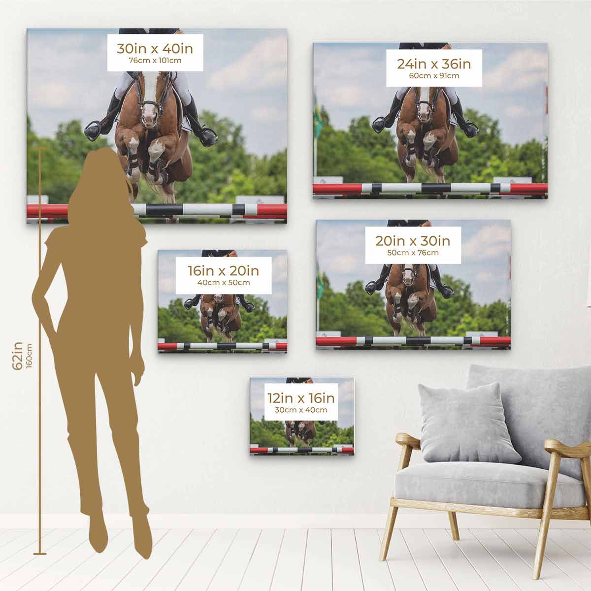 Beige Horse Riding Wall Art Canvas Print - Equestrian Decor for Living Room, Bedroom & Office - Premium Home Decor 9276
