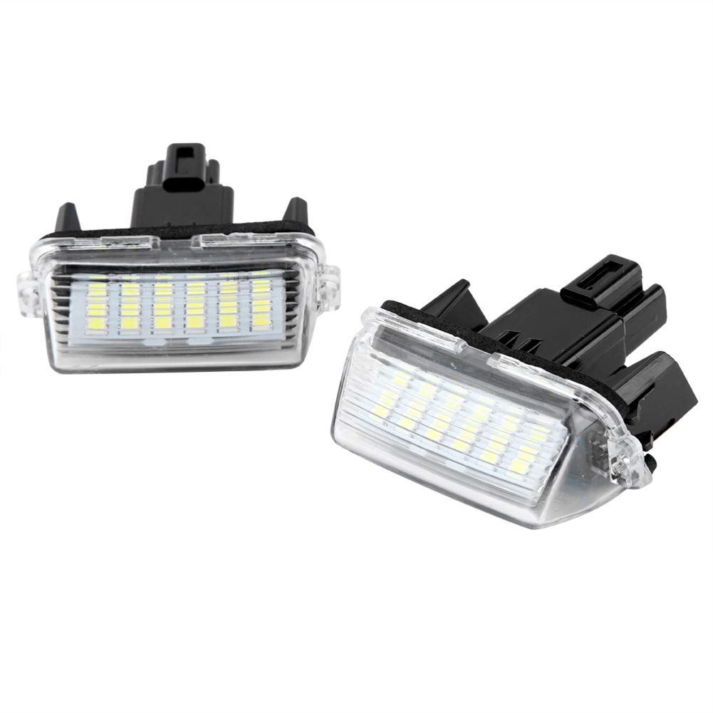 Qiilu 2Pcs LED License Plate Lights - 1.44W 18 LED Beads for Toyota Camry, Yaris, Vitz, Prius, Corolla, Esquire - Super Bright White Light for Enhanced Night Visibility & Car Aesthetics