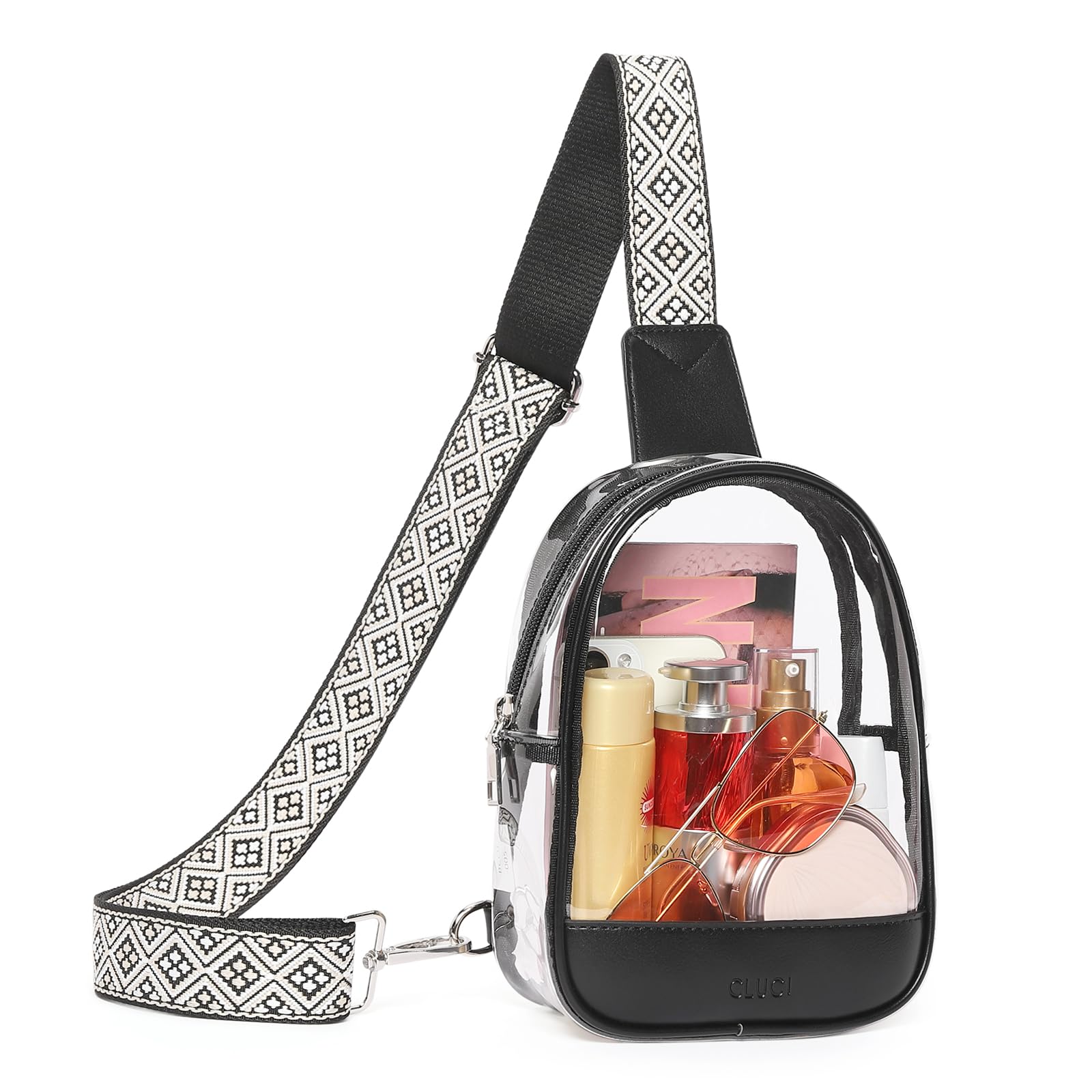 CLUCI Clear Crossbody Bag for Women - Transparent Stadium Purse for Concerts, Sports Events & Security Check | Fashionable & Functional Clear Bag for Stadiums, Festivals, Travel & Theme Parks