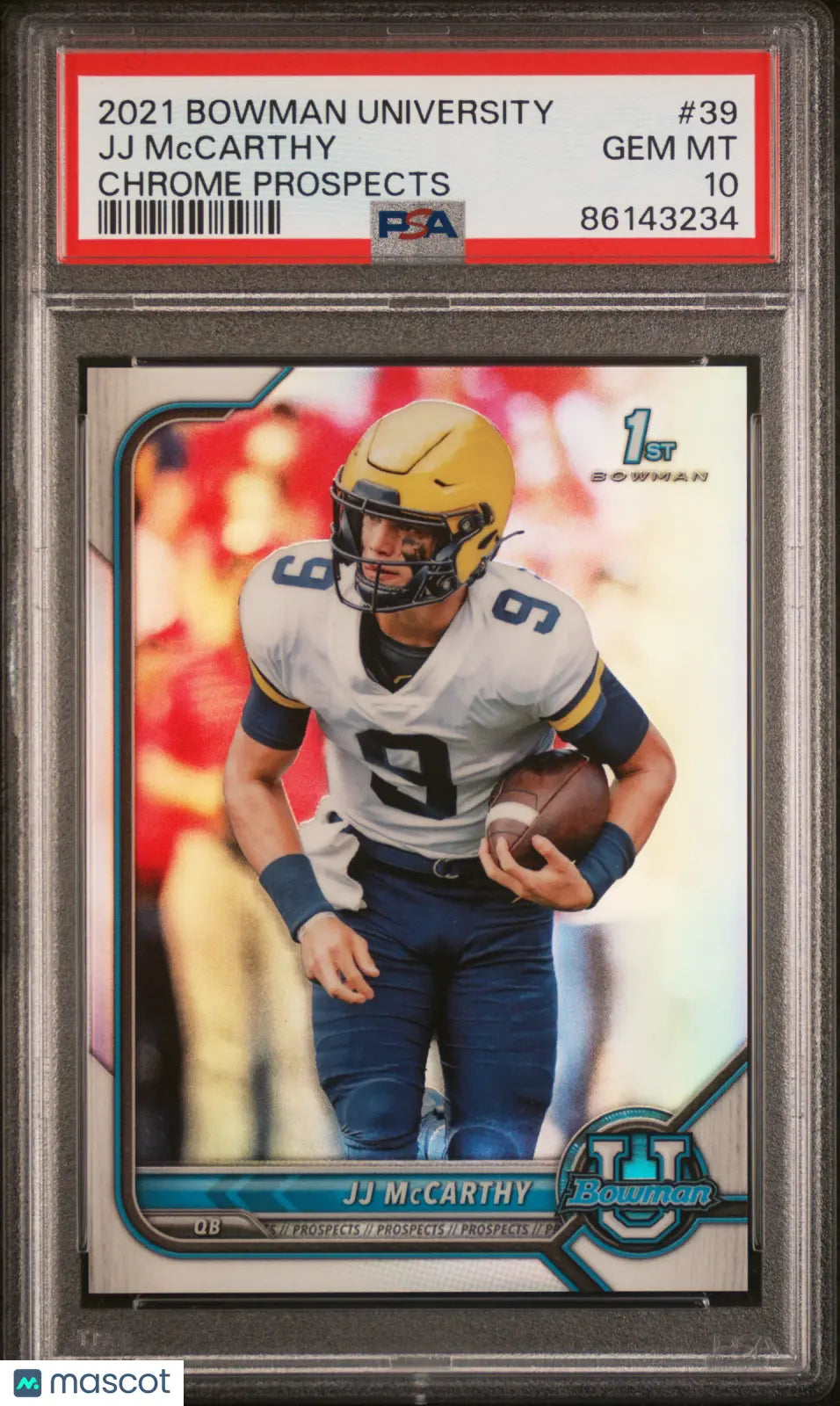 2021 Bowman University Chrome Prospects JJ McCarthy PSA 10 Gem Mint Rookie Card - Perfect for Sports Collectors, Investment & Display Cases