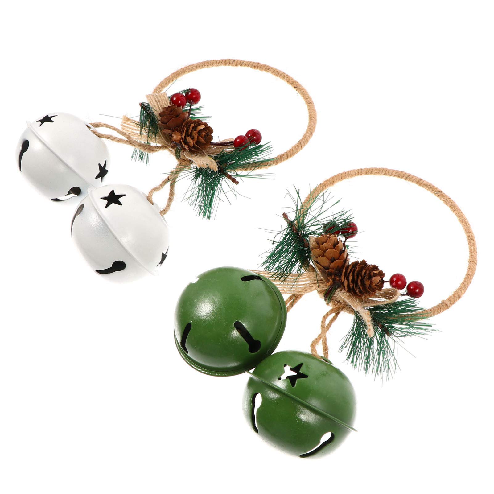 BESPORTBLE 2-Pack Iron Christmas Bells - Rustic Holiday Tree Ornaments for Xmas Decorations, Fireplace Mantel & Front Door Wreath Decor