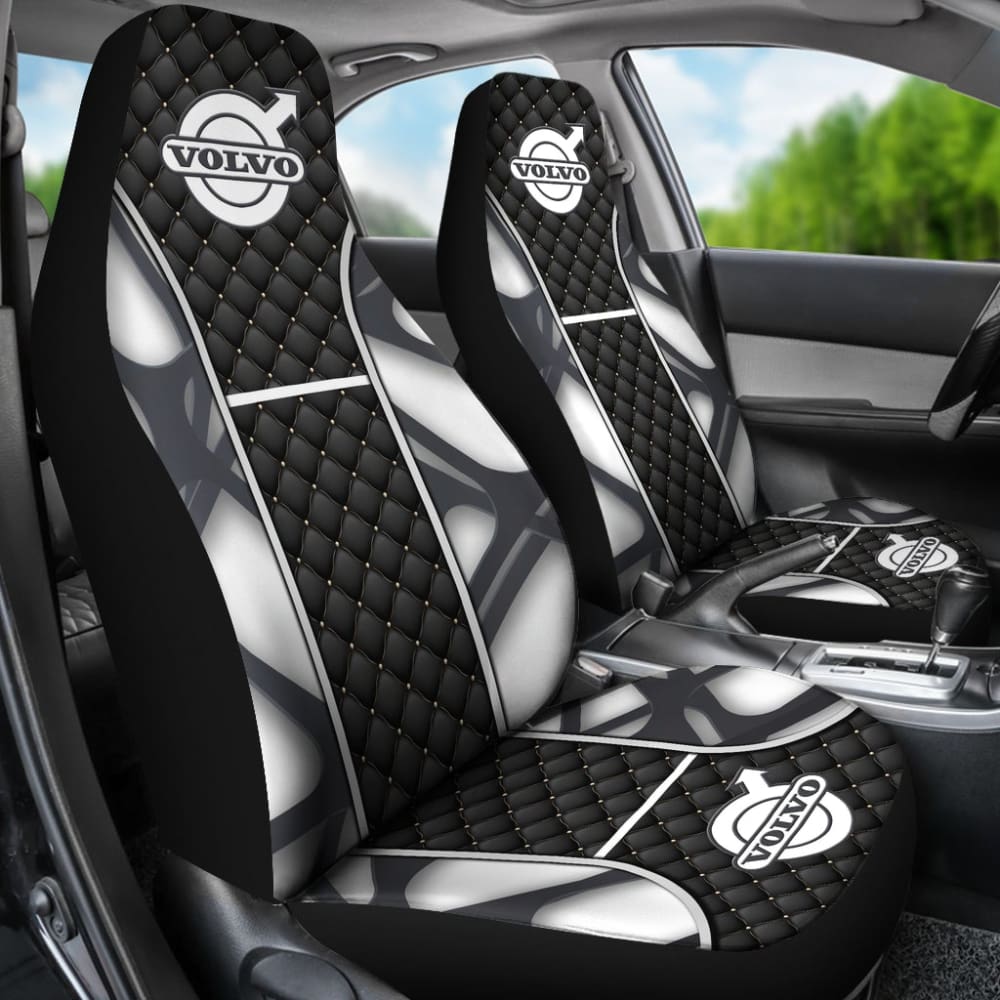Premium Volvo Black & White Printed Car Seat Covers - Universal Fit for Most Volvo Models - Perfect for Daily Commute, Road Trips & Car Interior Protection
