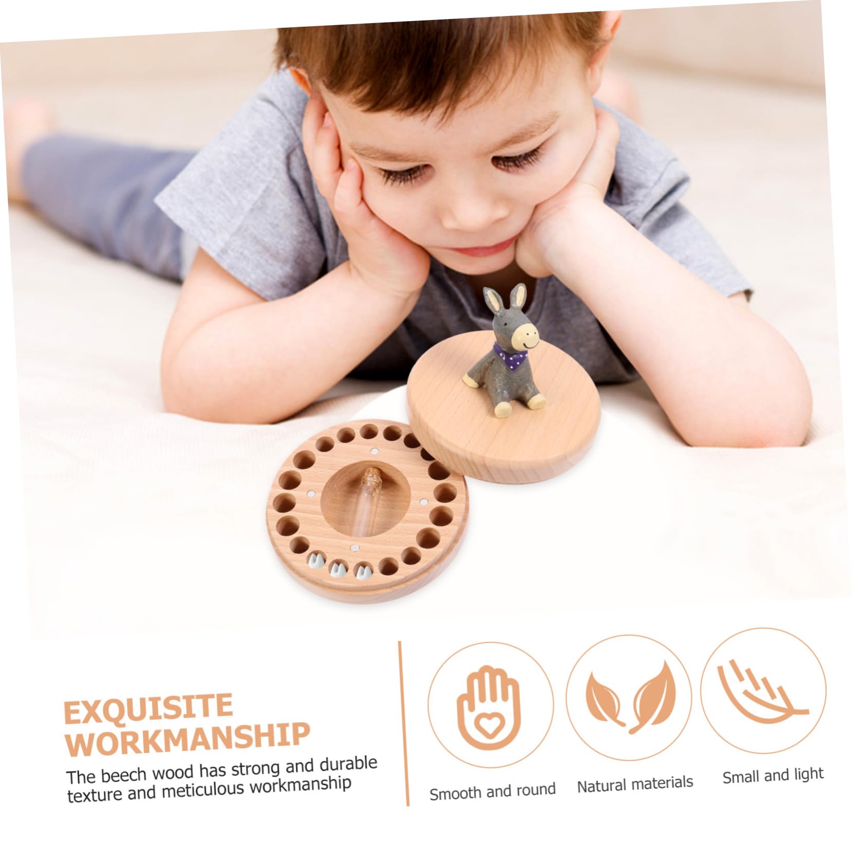 GLSTOY Handmade Baby Tooth Keepsake Box - Premium Tooth Holder & Organizer for Kids' First Teeth - Perfect for Memory Preservation & Nursery Decor