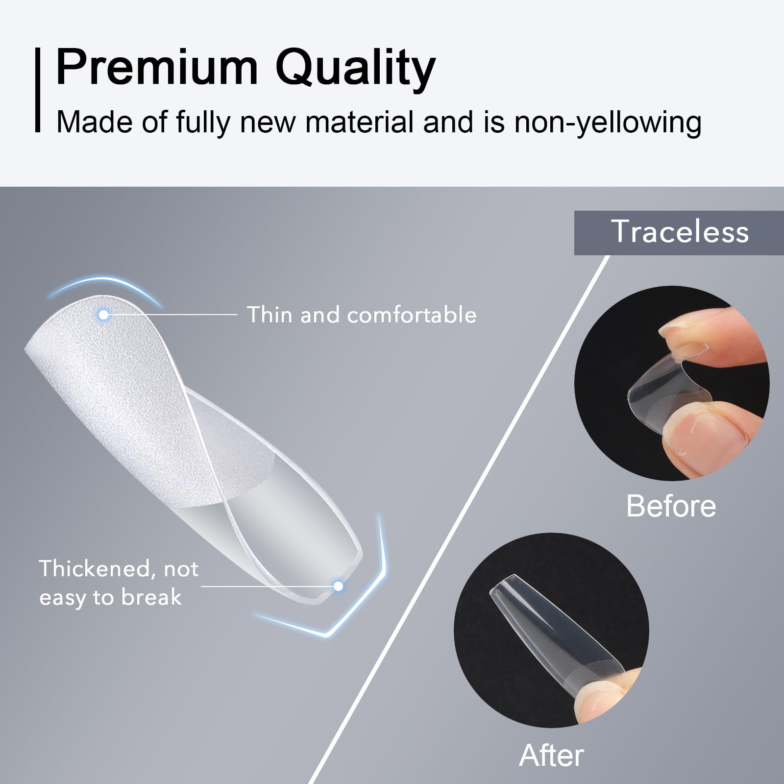 Long Coffin Fake Nail Tips 600pcs - 10 Sizes Matte Soft Gel Nails for Home Salon & DIY Manicure