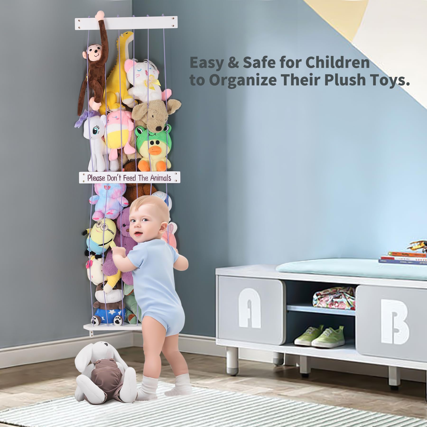 Soft Toy Organizer for Kids Room - Adjustable Stuffed Animal Storage Shelf with Wall Hanging Design | Perfect for Nursery, Playroom & Bedroom Organization | Durable Plush Toy Holder for Teddy Bears, Dolls & Stuffed Animals