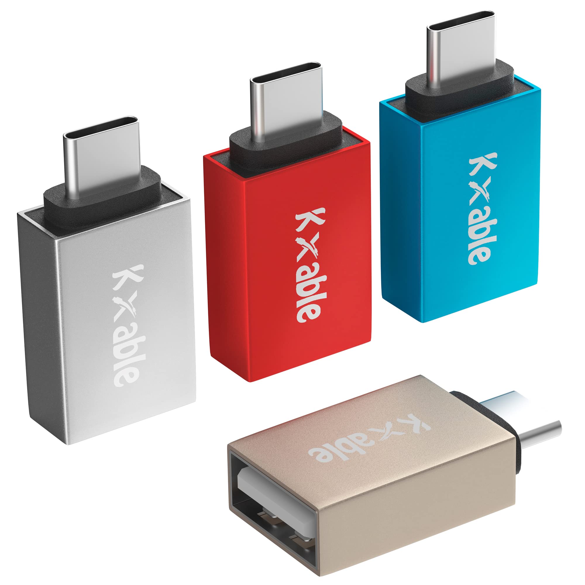 4-Pack USB C to USB Adapter (4 Colors) - Type-C Male to USB A Female Converter for MacBook Pro, iPad, Samsung Galaxy Note - Perfect for Office, Travel & Charging Multiple Devices