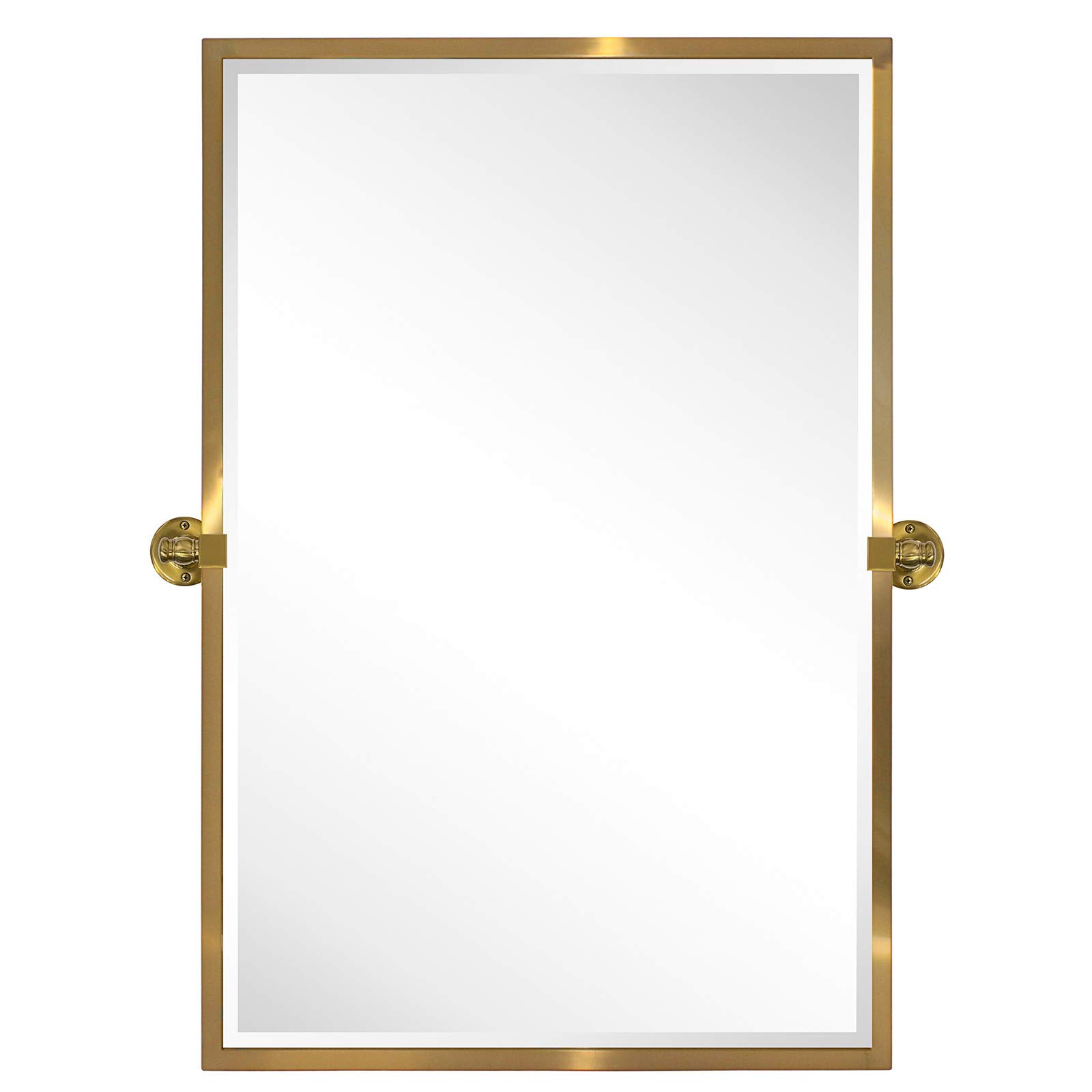 TEHOME 28.5 x 36 Inch Brushed Gold Pivot Mirror - Rectangle Tilt Bathroom Wall Mirror with Metal Frame, Beveled Edge for Vanity, Bedroom & Dressing Room - Perfect for Makeup, Shaving & Home Decor