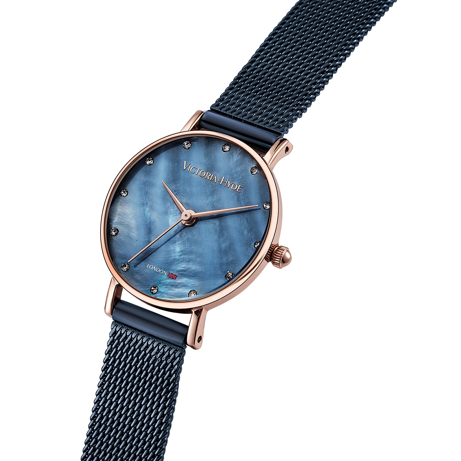 VICTORIA HYDE Women's Watches - Small Dial Stainless Steel Mesh Band Navy Blue Detachable Quartz Wristwatch for Women | Elegant Everyday Wear & Special Occasions