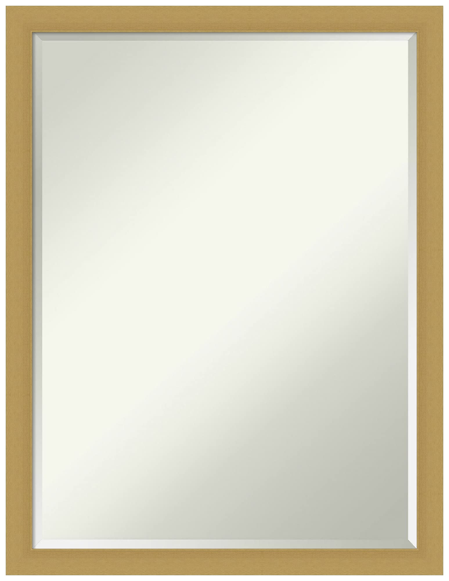 Amanti Art 26x20 Inch Gold Wall Mirror - Narrow Rectangle Bathroom & Living Room Decor with Casual Brushed Gold Frame, Horizontal or Vertical Hanging, Petite Bevel Edge - Perfect for Vanity, Entryway, and Bedroom Wall Decor
