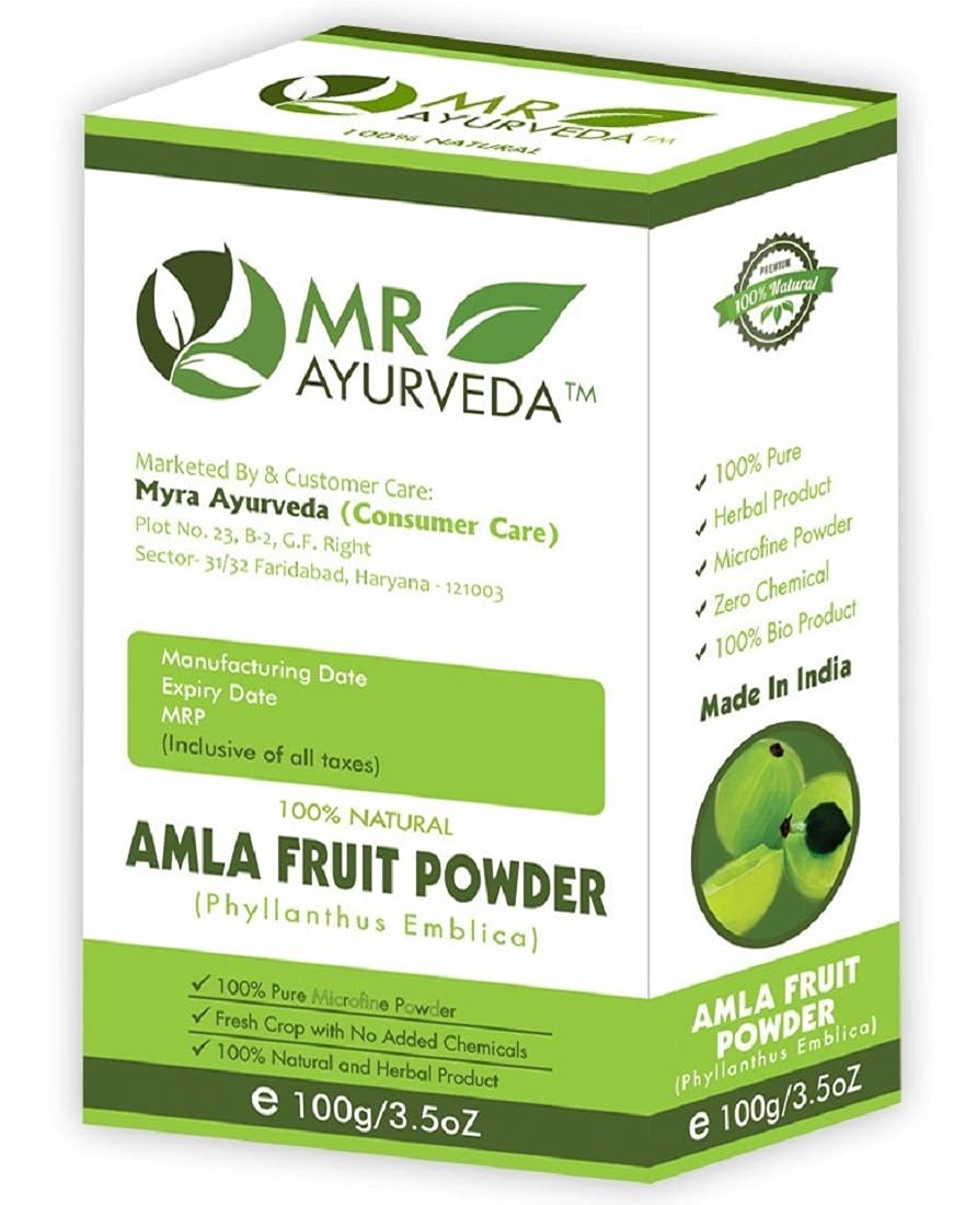 MR Ayurveda 100% Pure Organic Amla Powder for Hair, Skin & Face - Natural Hair Blackening, Skin Brightening & Anti-Aging | Chemical-Free, 100g | Perfect for DIY Hair Masks, Face Scrubs & Holistic Wellness