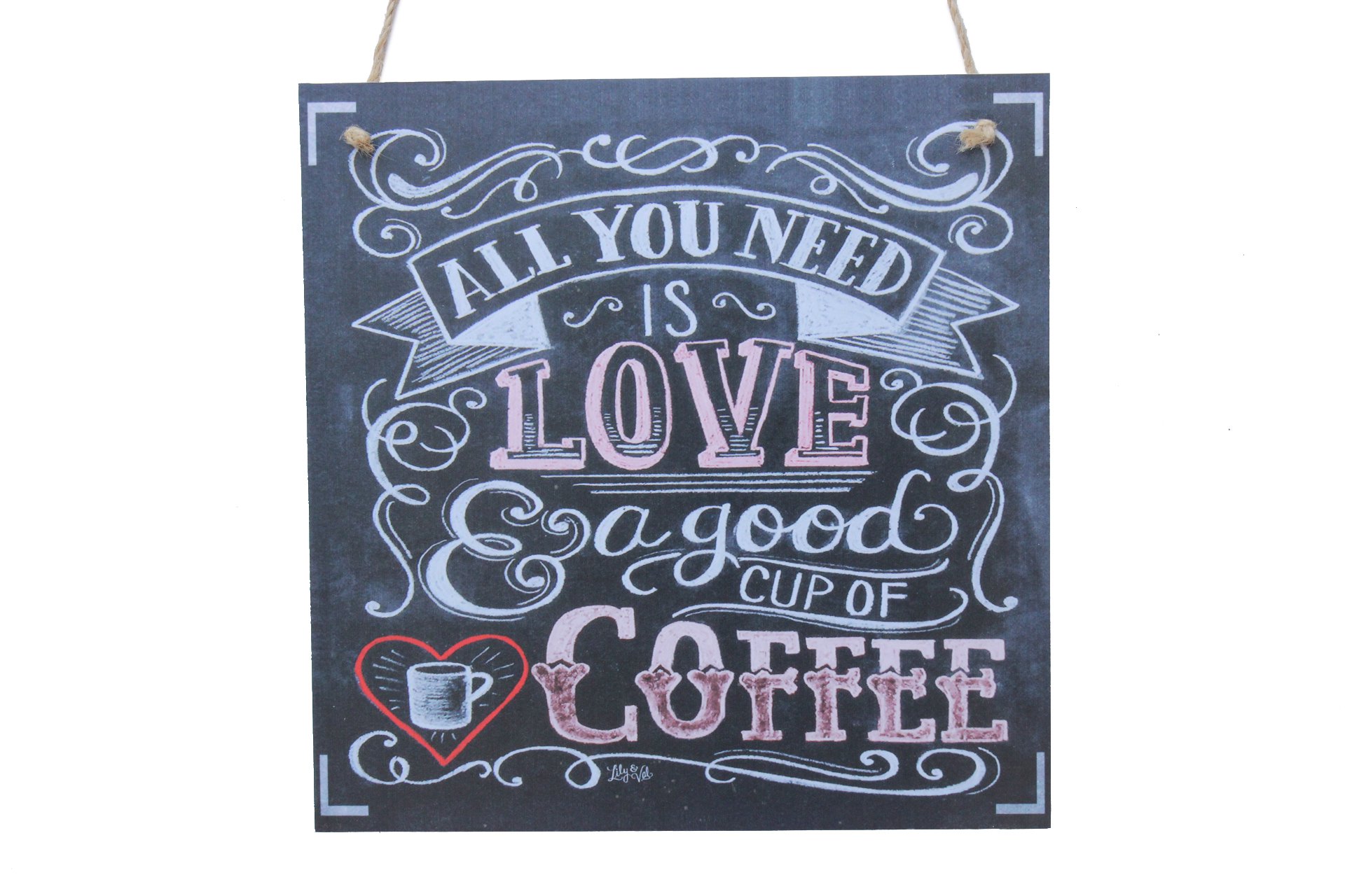Meijiafei 'All You Need Is Love & A Good Cup Of Coffee' Chalkboard Sign - Rustic Farmhouse Decor for Kitchen, Coffee Shop & Home