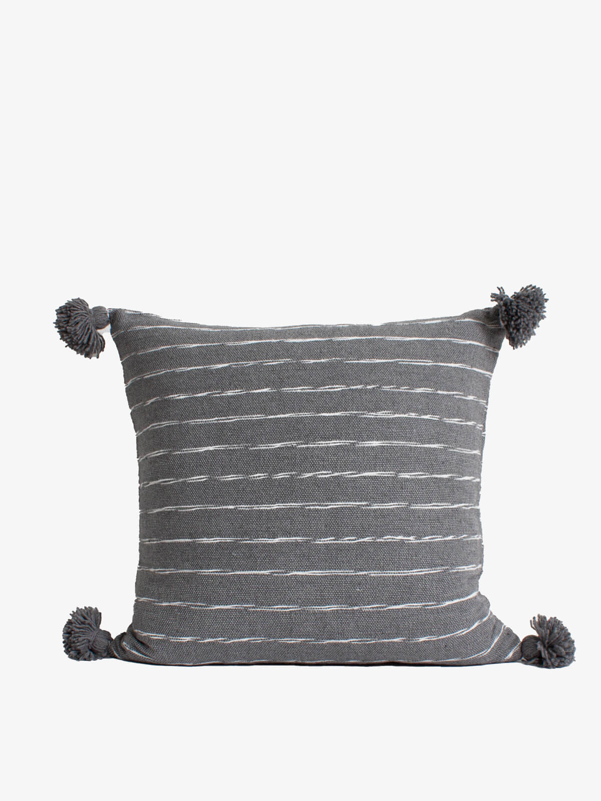 Cotton Scribble Stripe Square Cushion Cover - 18x18 Inch Decorative Pillow Case - Charcoal Gray Home Decor for Sofa, Bed, Chair - Washable & Reversible Living Room Accent