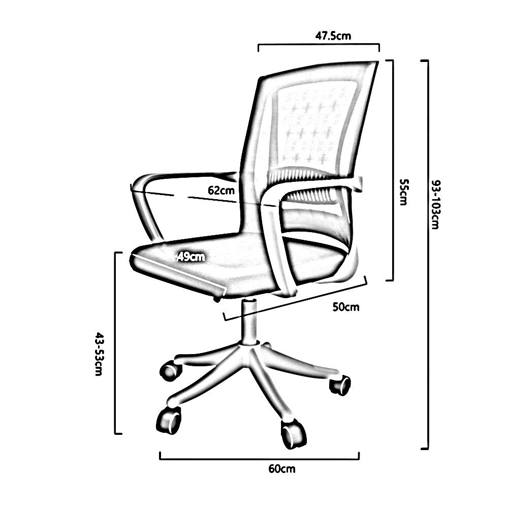 Ergonomic Swivel Office Chair with Lumbar Support - 360° Rotation & Adjustable Height - Comfortable Computer Desk Chair for Home, Dorm, or Office - Max Load 440lbs (Gray) - Perfect for Long Work Hours, Gaming, and Studying