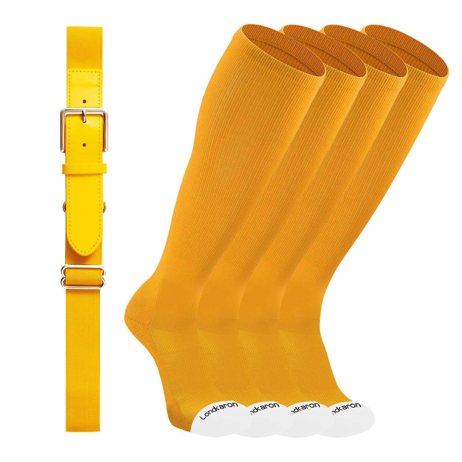 Londkaron Elite Baseball Socks & Softball Belt Combo - 2 Pairs High Performance Socks + 1 Adjustable Belt for Baseball & Softball Players - Perfect for Games, Practice & Training Sessions