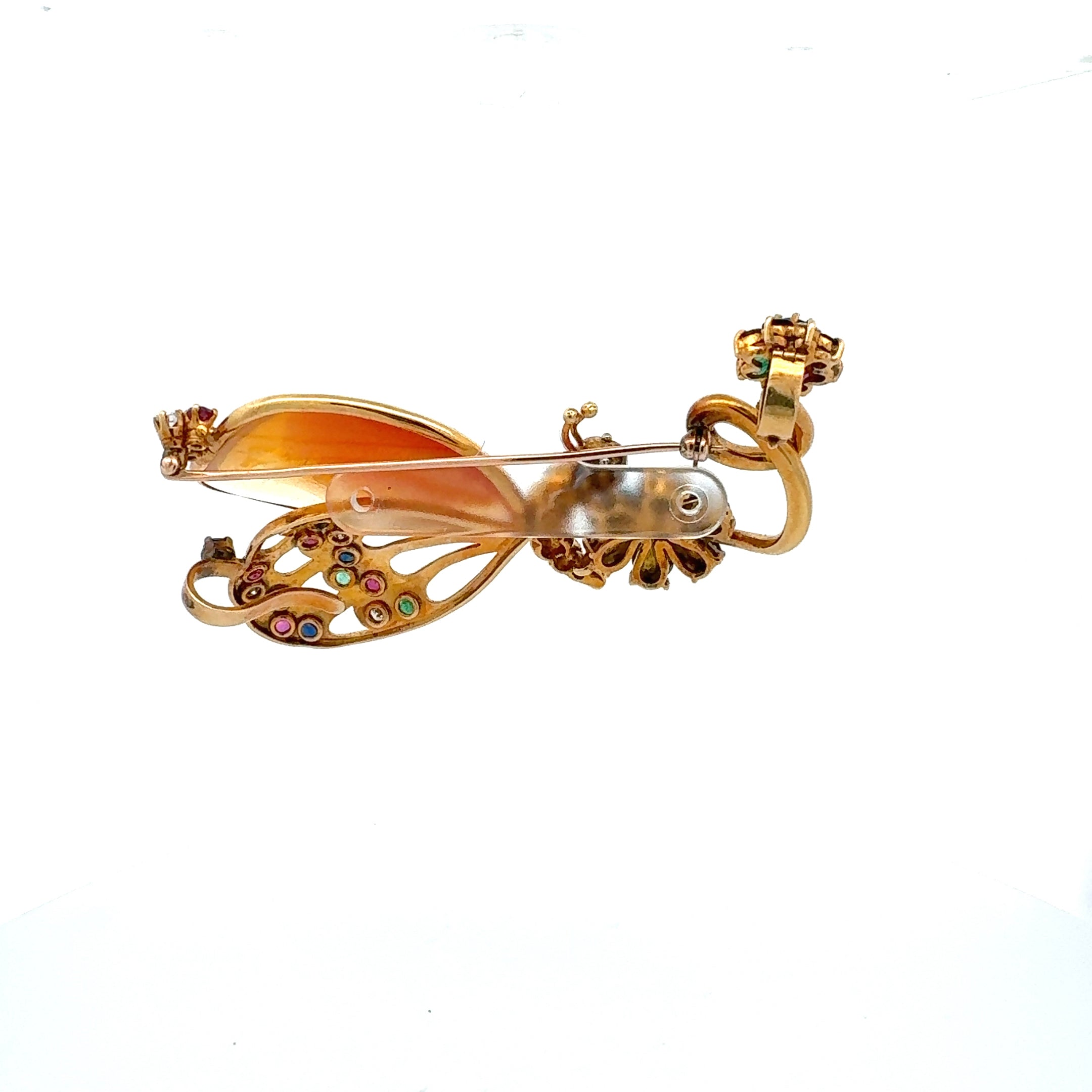 0.80 Carat Sapphire, 0.65 Carat Diamond, 0.60 Carat Ruby & Emerald 18K Yellow Gold Brooch Pin - Elegant Jewelry Gift for Women, Perfect for Weddings, Anniversaries & Special Occasions