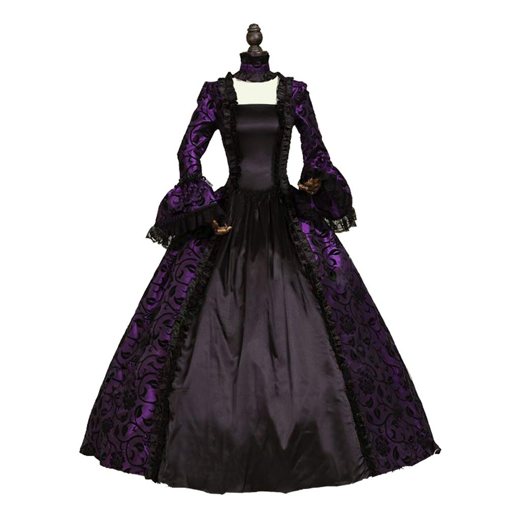 Victorian Rococo Dress for Women - Elegant Maiden Costume & Masquerade Ball Gown (Size S, Burgundy) | Perfect for Renaissance Fairs, Cosplay, Themed Parties & Historical Reenactments