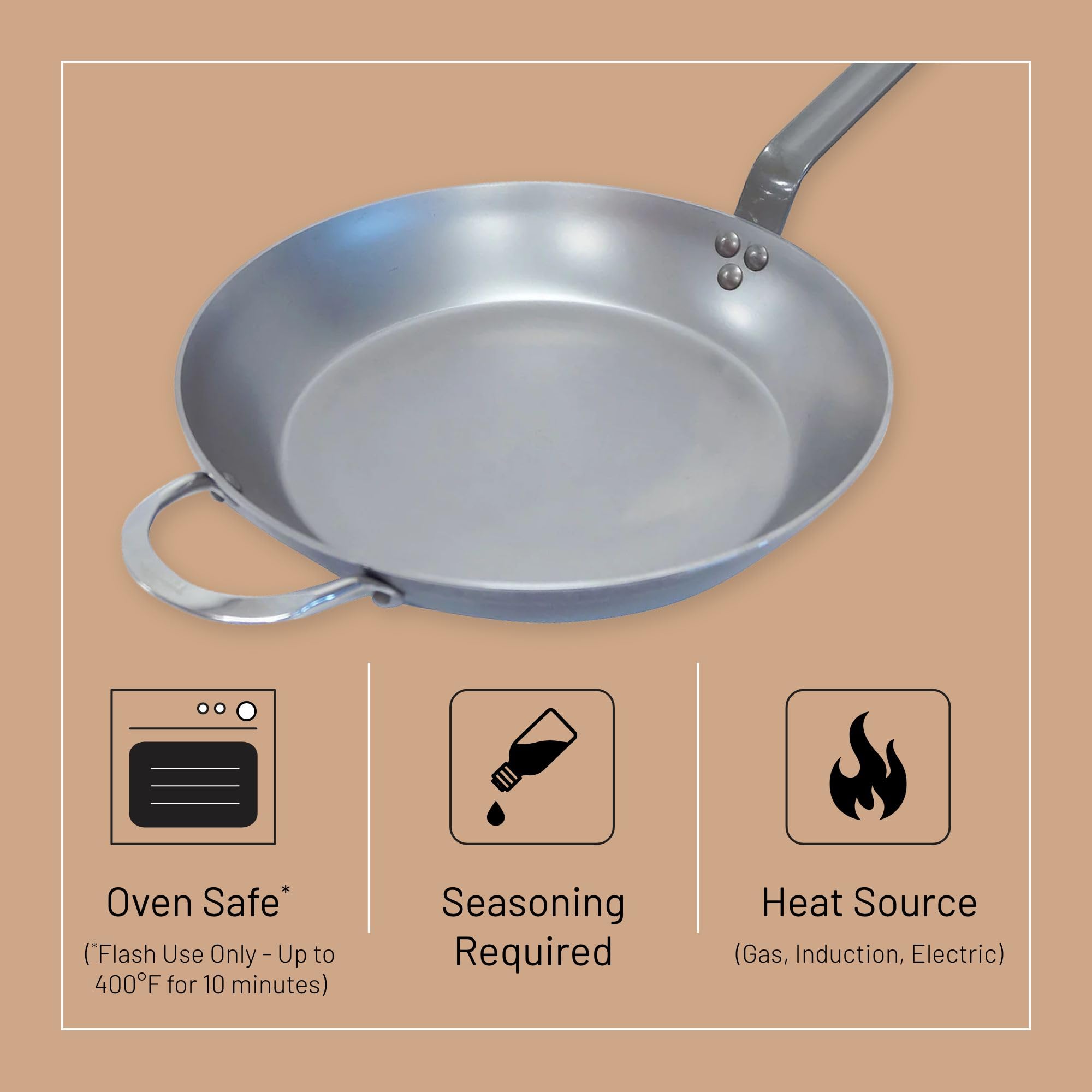 De Buyer MINERAL B Carbon Steel Fry Pan 14