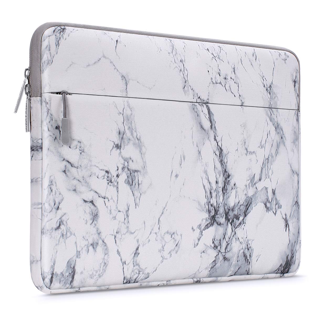 Premium MOSISO Canvas Laptop Sleeve for MacBook Air/Pro 13-13.3 inch & MacBook Pro 14 inch 2021-2023 (M1/M2 Chip) - Stylish Marble Design Horizontal Carrying Bag for Work, School & Travel