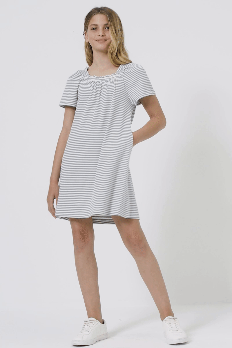 Textured Ribbed Stripe Off Shoulder Knit Dress for Women - Casual Summer Party & Beach Wear - Elegant Bodycon Midi Dress for Date Night & Vacation