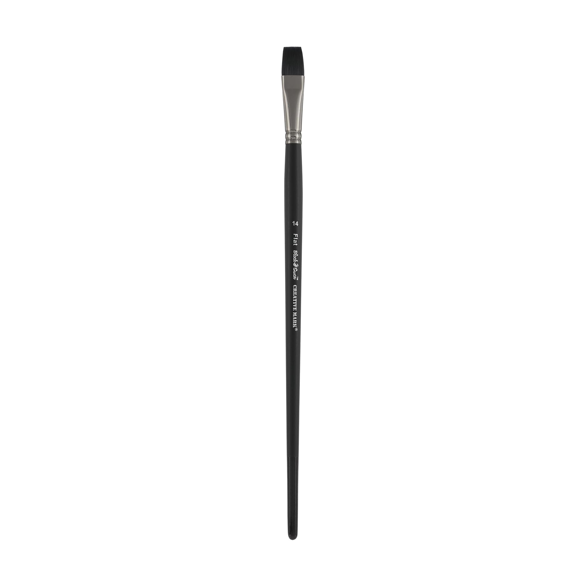 Premium Black Swan Synthetic Red Sable Flat Paint Brush - Size #14 - Professional Artist Brush for Oil, Acrylic & Heavy Body Media - Long Handle for Better Control - Perfect for Canvas Painting, Wall Art & DIY Projects