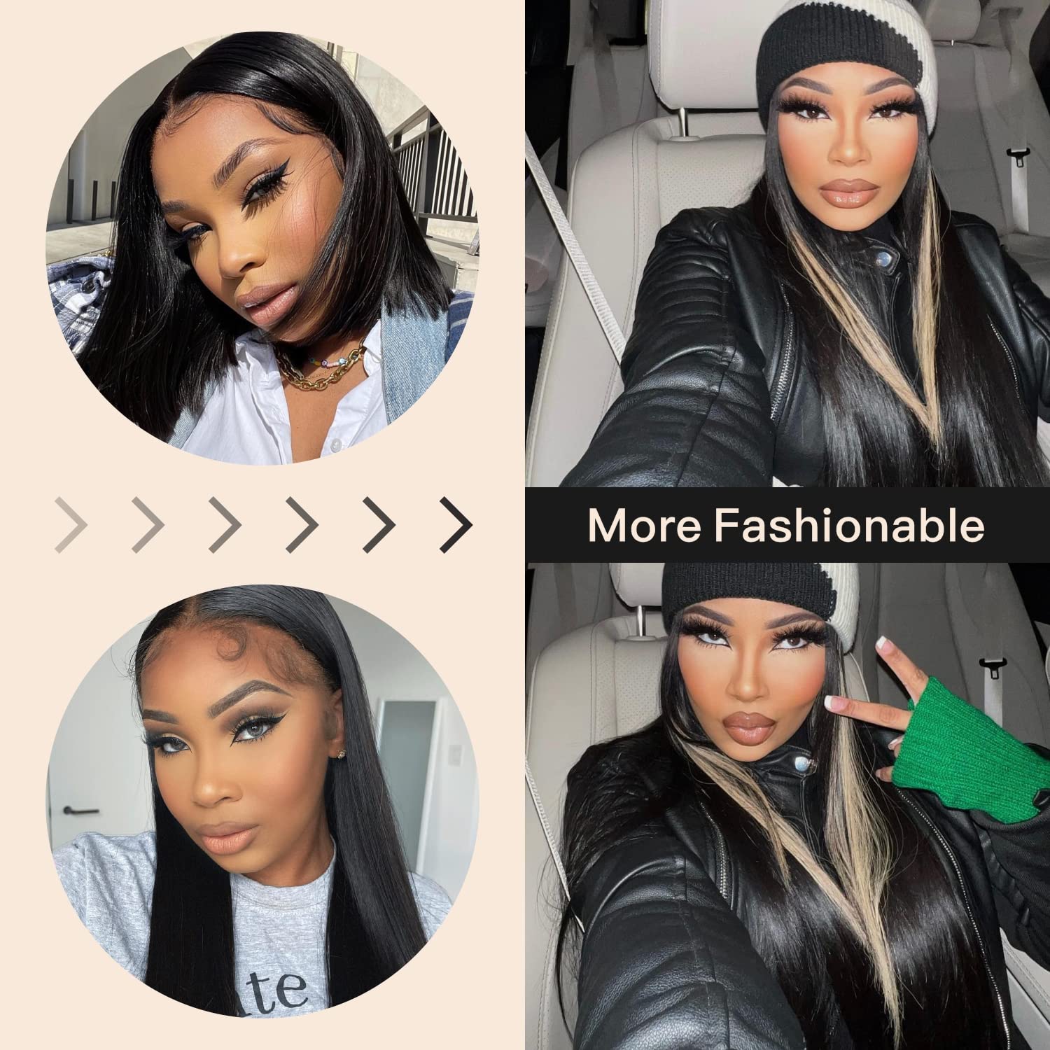 13x5x1 HD Glueless Synthetic Lace Front Wig for Women - 180 Density 26inch Skunk Stripe Black & Blonde Pre-Plucked Ready to Wear Wig | Perfect for Cosplay, Halloween Costumes, and Fashion Styling