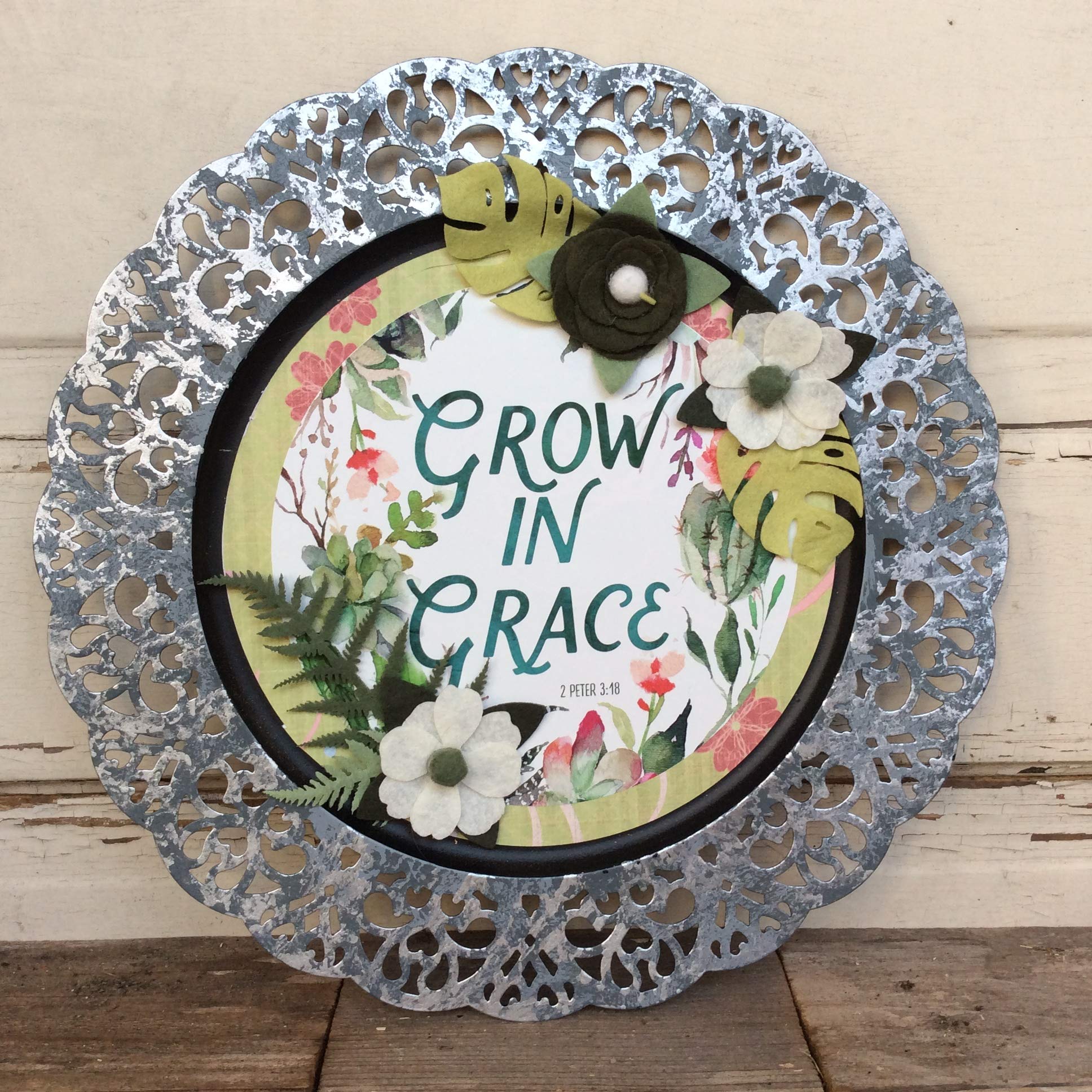 AGD Home Decor - Graceful Greenery Metal Charger Plate for Dining Table Decor | Elegant Dinner Party Plates | Wedding, Holiday & Special Occasion Table Setting