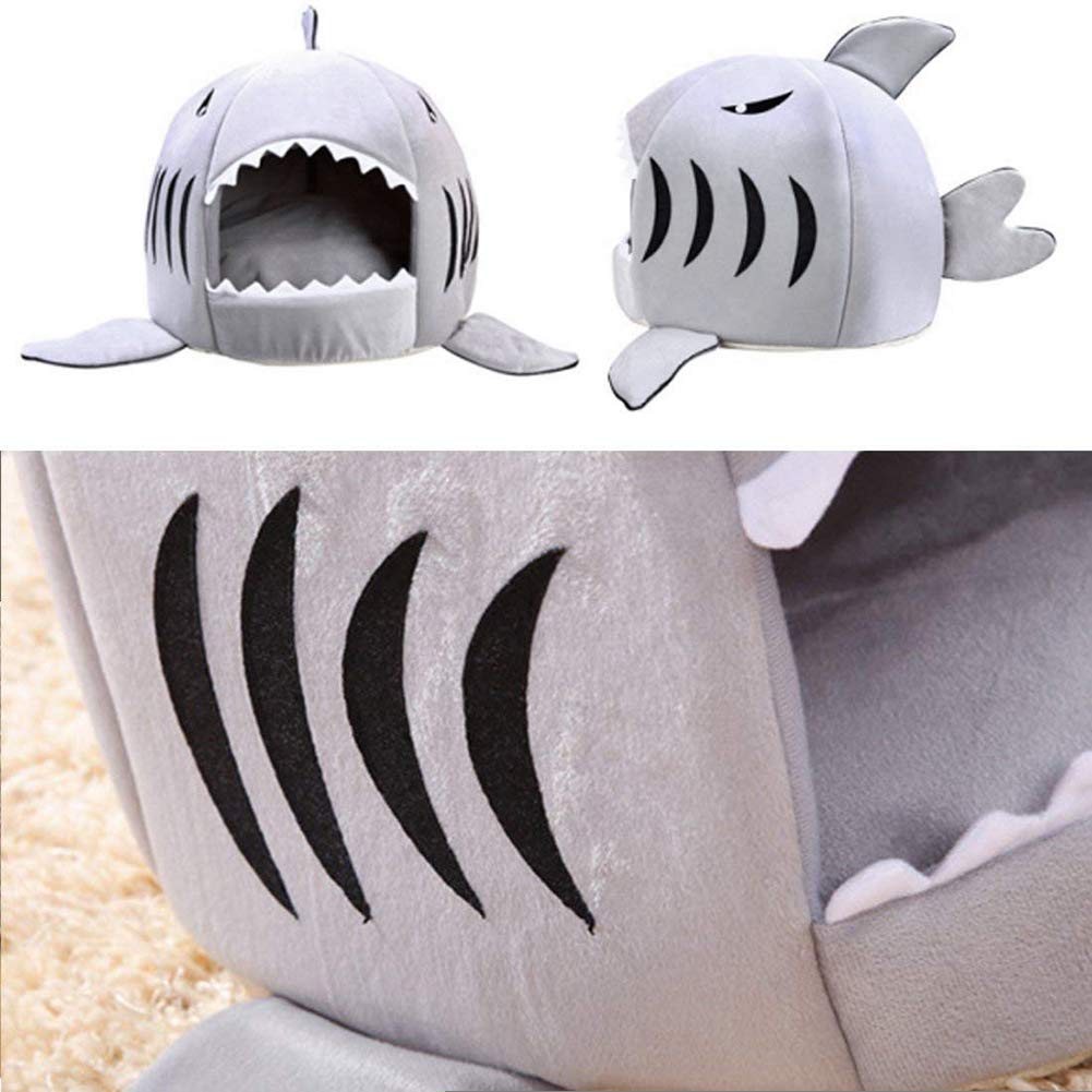 Shark Shaped Dog Bed for Small Medium Dogs & Cats - Soft Warm Pet Bed House Nest for Winter & Fall - Cozy Blue Pet Bed for Puppy Kitten - Perfect for Indoor Use, Crate, Kennel, or Living Room