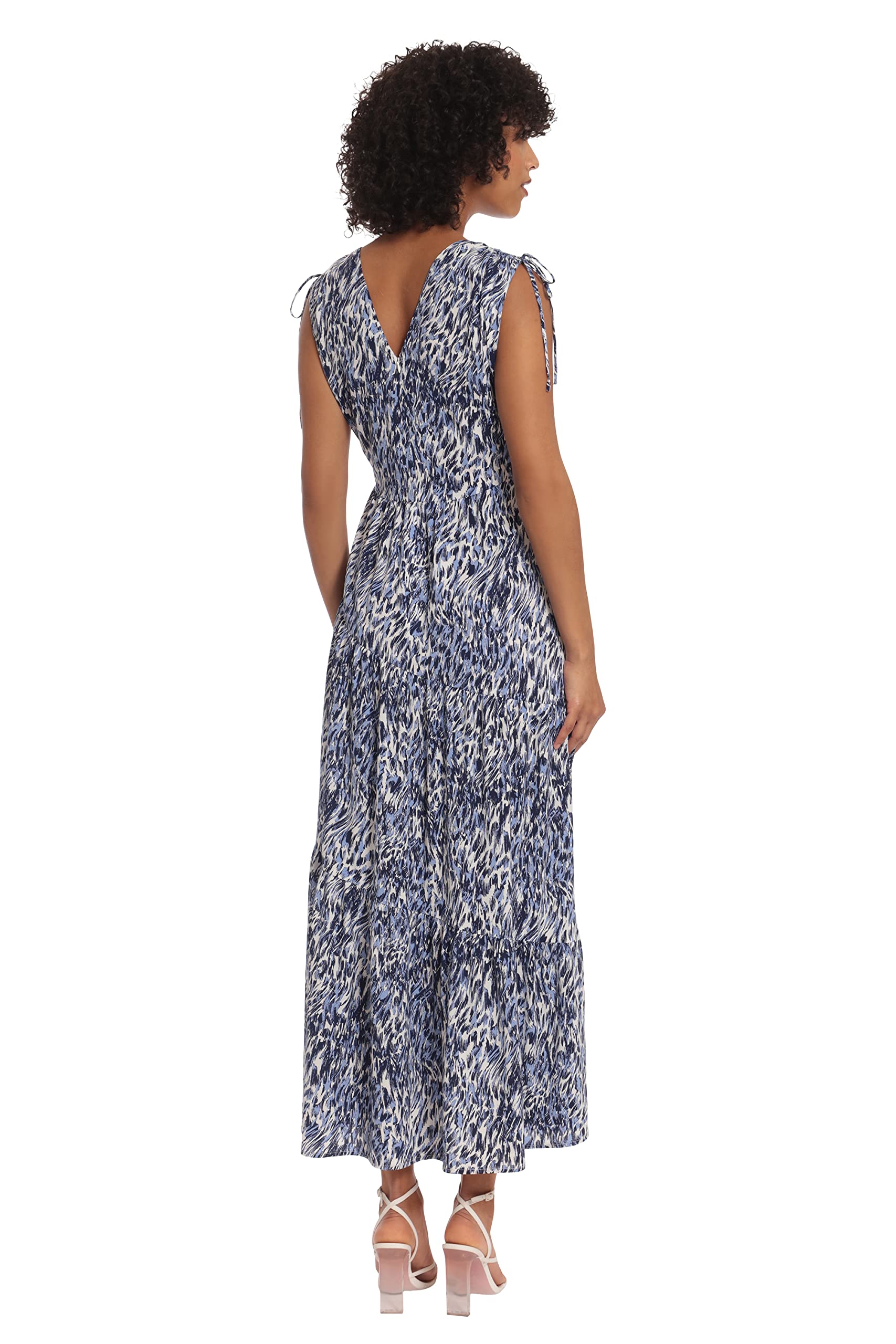 Maggy London Women's Tiered Maxi Dress with Drawstrings for Beach & Summer