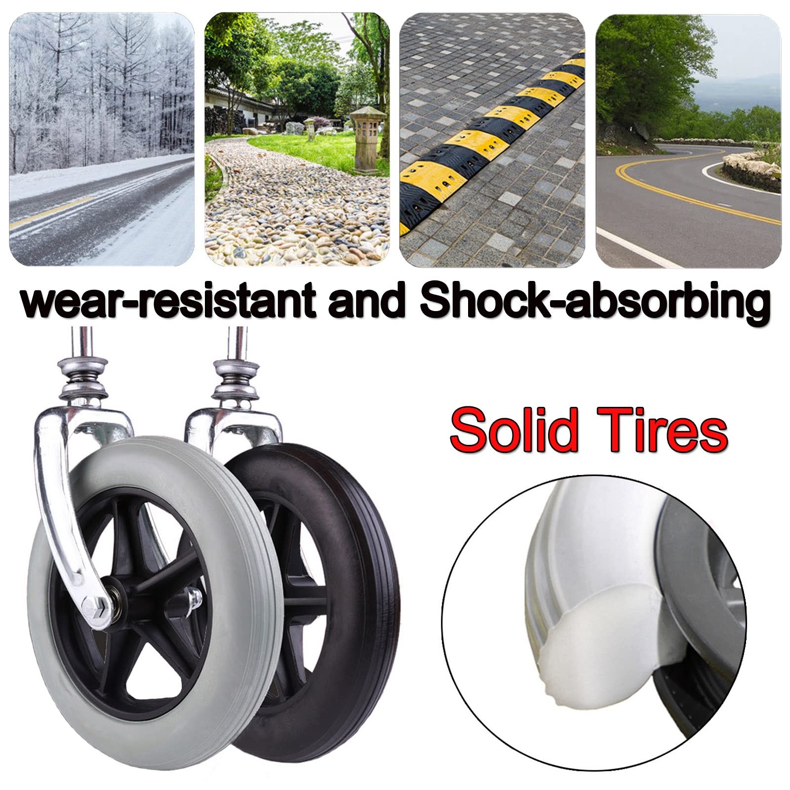 Universal Wheelchair Front Wheels Replacement - 2 Pcs Solid 6