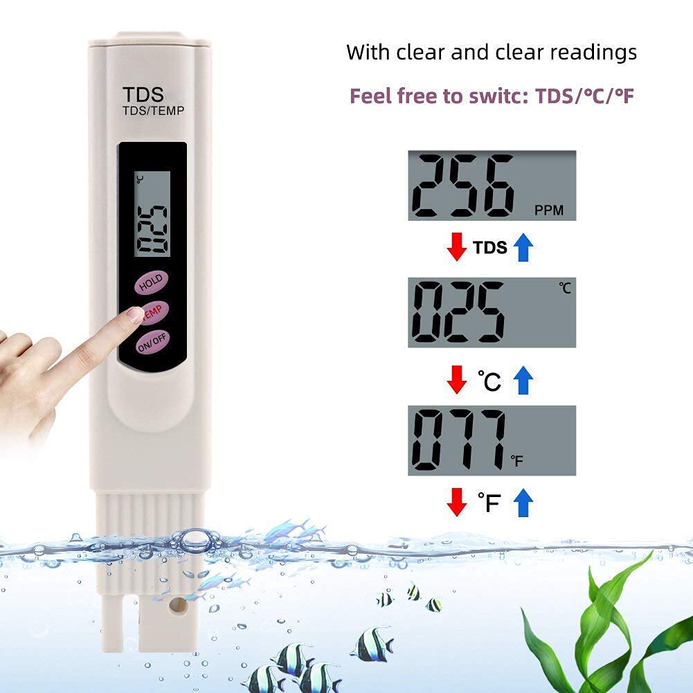 KRPLUS® Digital LCD TDS Meter for RO Water - Accurate TDS/Temp/PPM Tester with Carry Case (Beige) | Essential for Home Water Filtration, Aquariums, Hydroponics & Drinking Water Safety