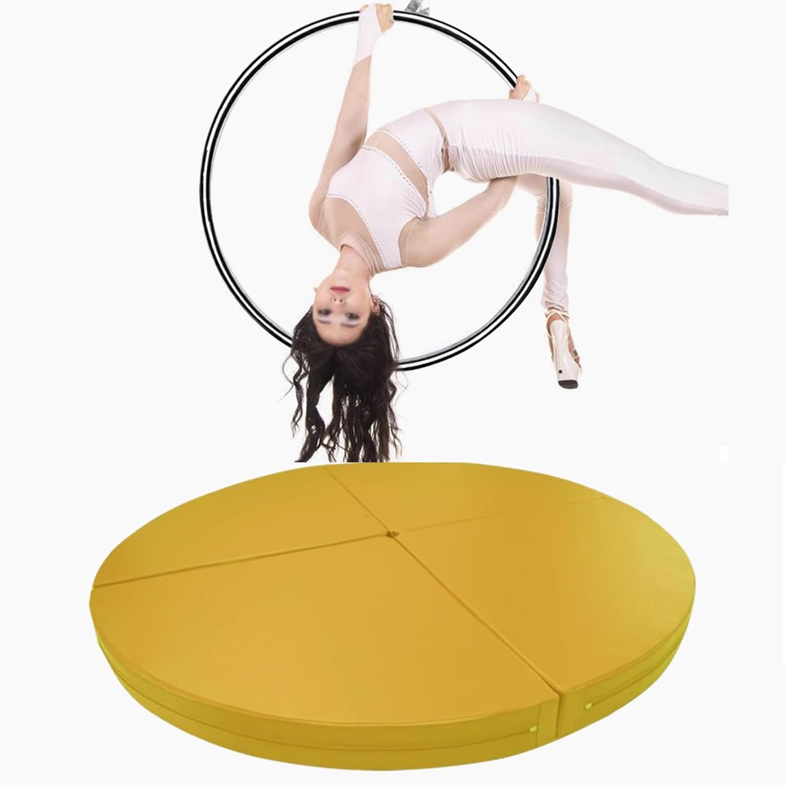 Yellow Aerial Yoga Crash Mat - Foldable & Portable Pole Dancing Safety Pad (3cm/5cm/10cm Thickness Options) - Professional Lyra Hoop Fall Protection Mat for Beginners & Experts - Perfect for Home Studios, Yoga Classes & Circus Training