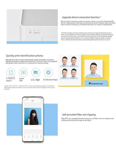 Xiaomi 1S Instant Photo Printer - Portable Wireless Bluetooth Mini Photo Printer for iPhone & Android - Print Memories Anytime, Perfect for Travel, Parties & Scrapbooking