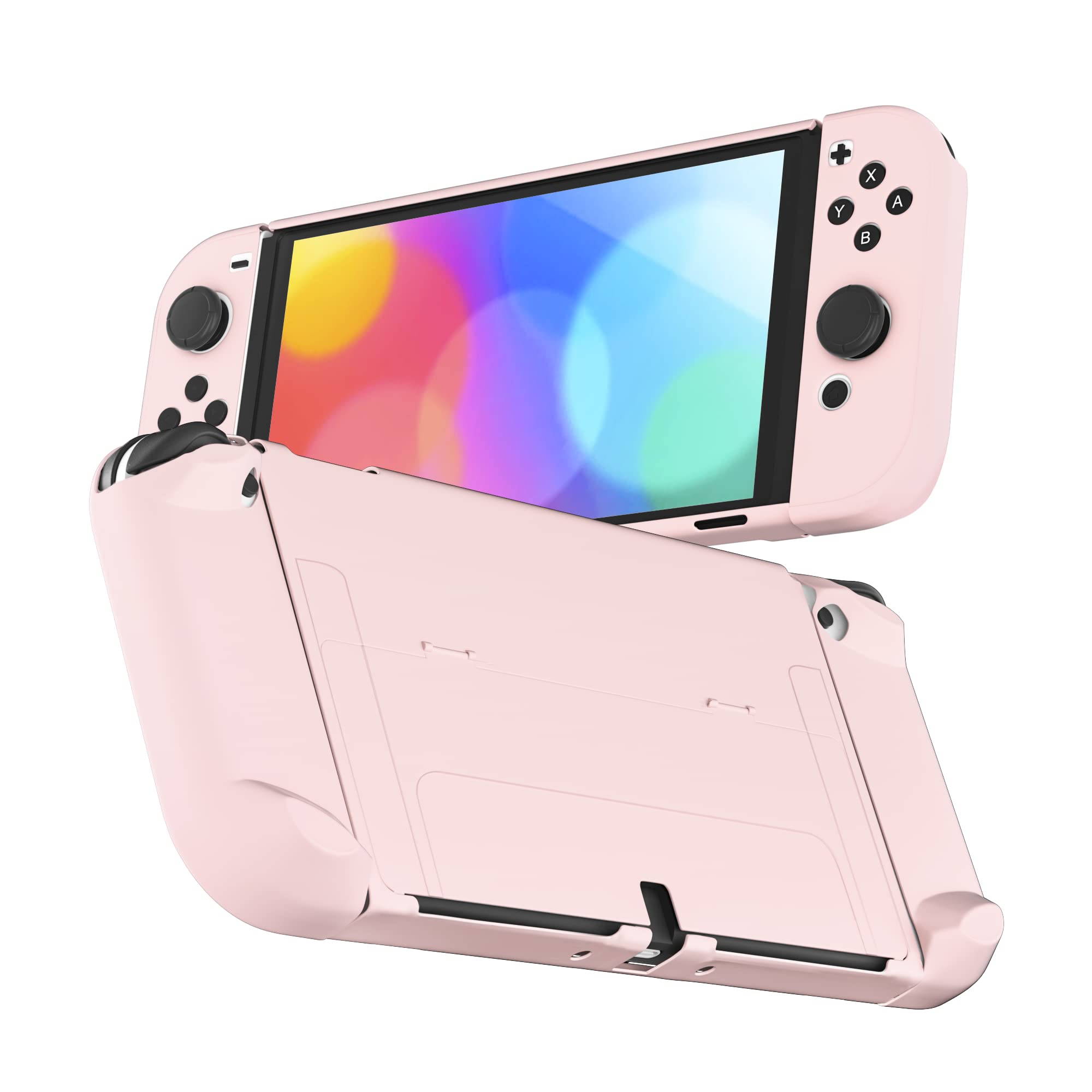 RHOTALL Protective Case Compatible with Nintendo Switch OLED - Dockable Shell for Switch OLED Console & Joy-Con Controllers, Cute Accessory with Comfortable Grip Design (Pink) - Perfect for Gaming, Travel & Home Entertainment