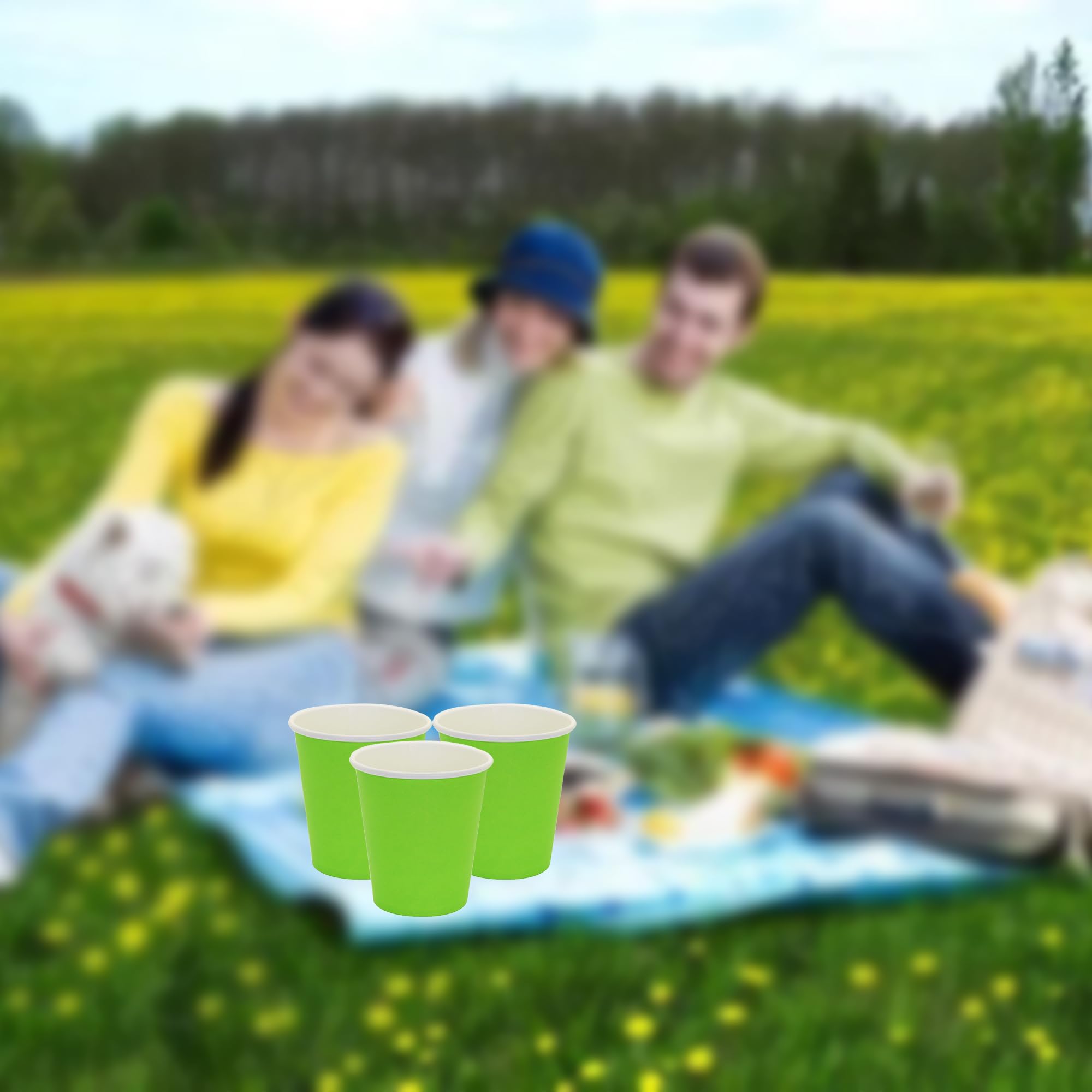 Yes!Fresh Hot Party Paper Cups - 8 Ounce (50 Count) - Multiple Colors (Green) - Ideal for Coffee, Tea, Hot Chocolate & Parties